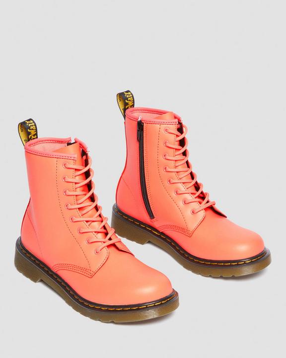 Youth 1460 Romario Leather Lace Up Boots, Coral | Dr. Martens