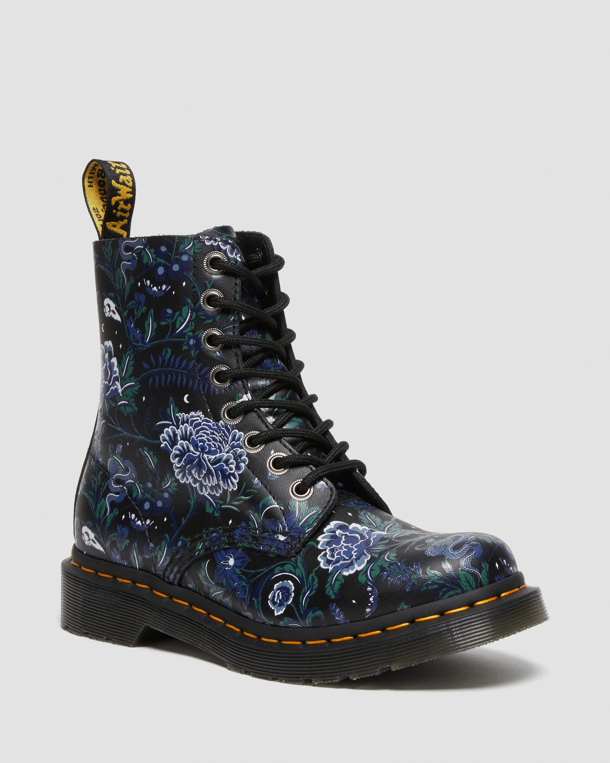 1460 Pascal Women's Mystic Floral Lace Up Boots in BLACK | Dr