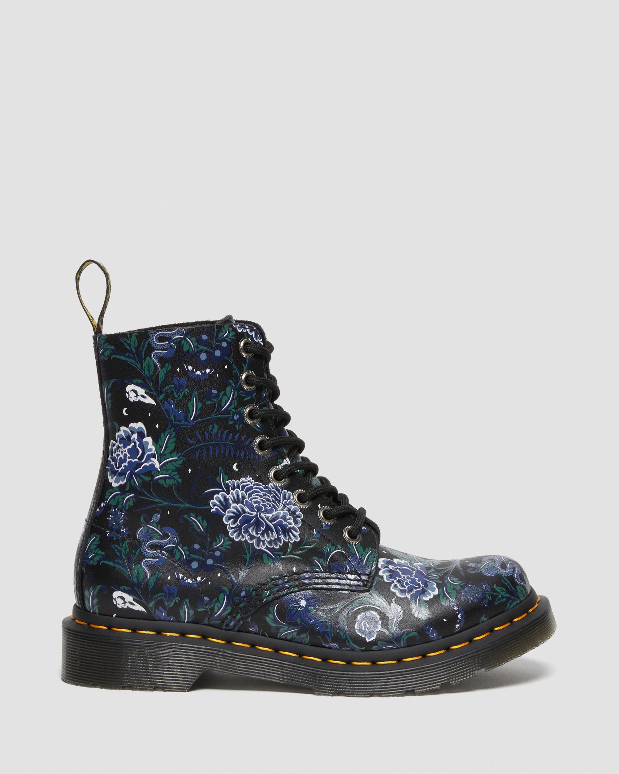 1460 Pascal Women's Mystic Floral Lace Up Boots in BLACK | Dr