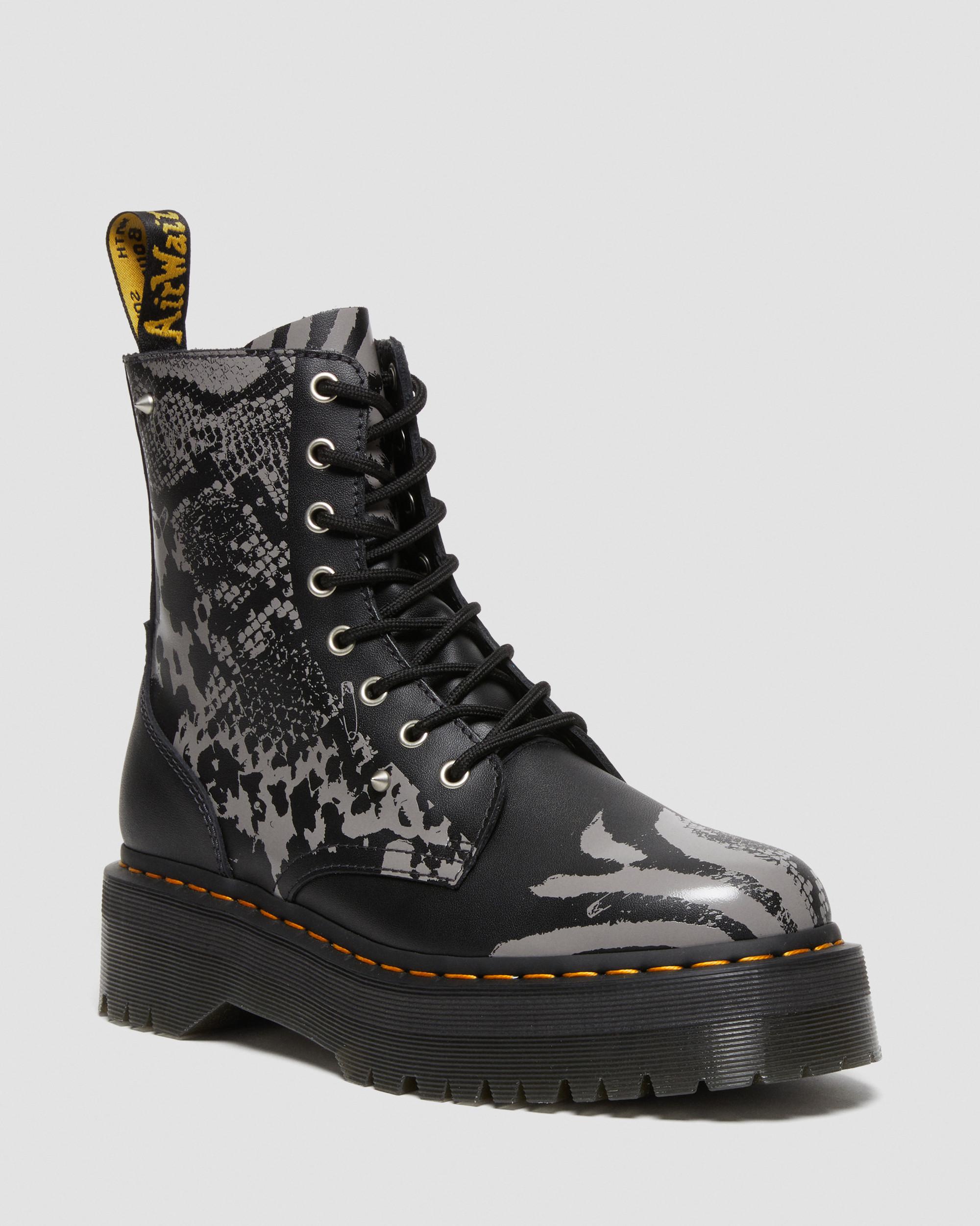 Jadon Animal Clash Leather Platform Boots in Black | Dr. Martens