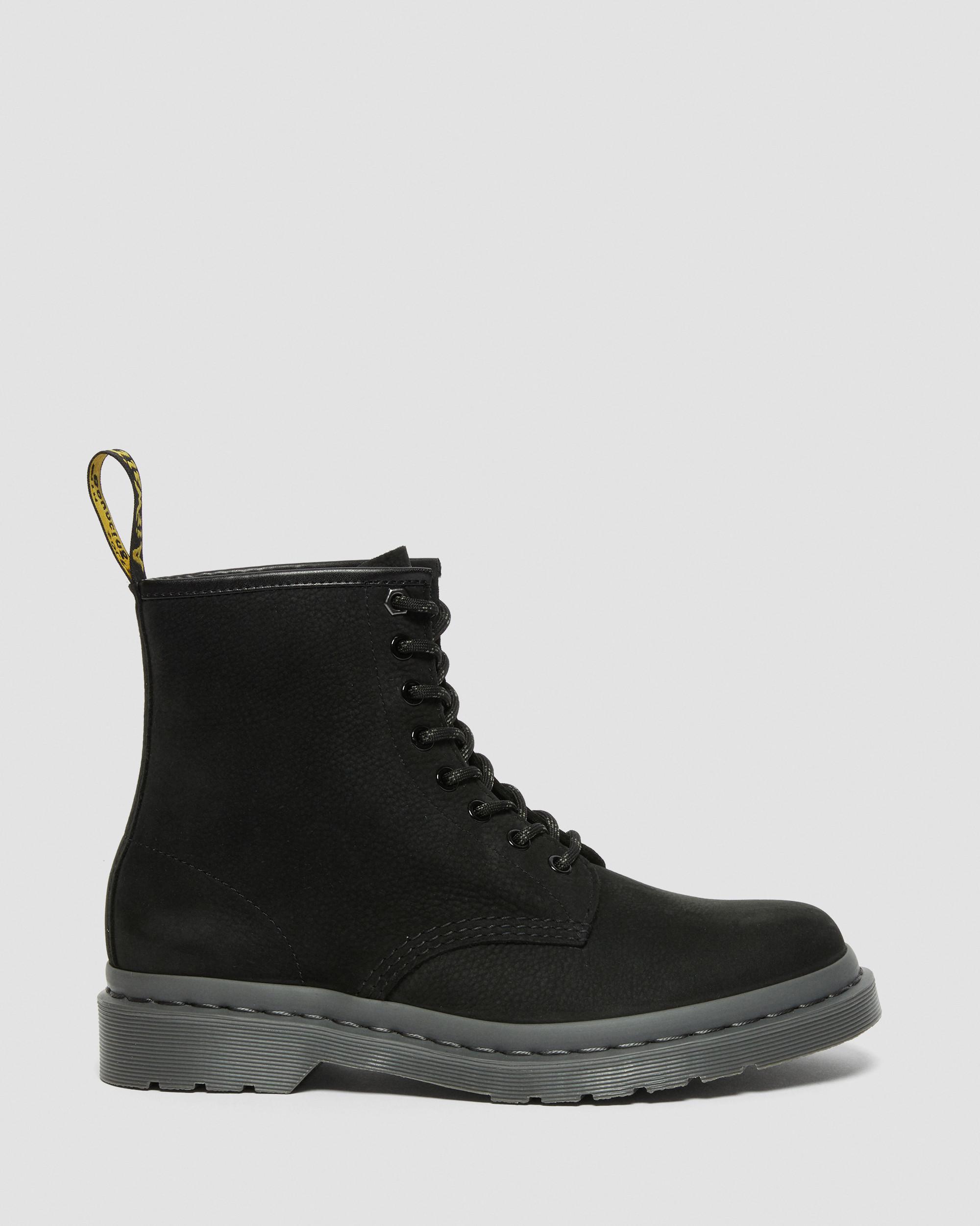 1460 Mono Milled Nubuck Leather Lace Up Boots in BLACK | Dr. Martens™