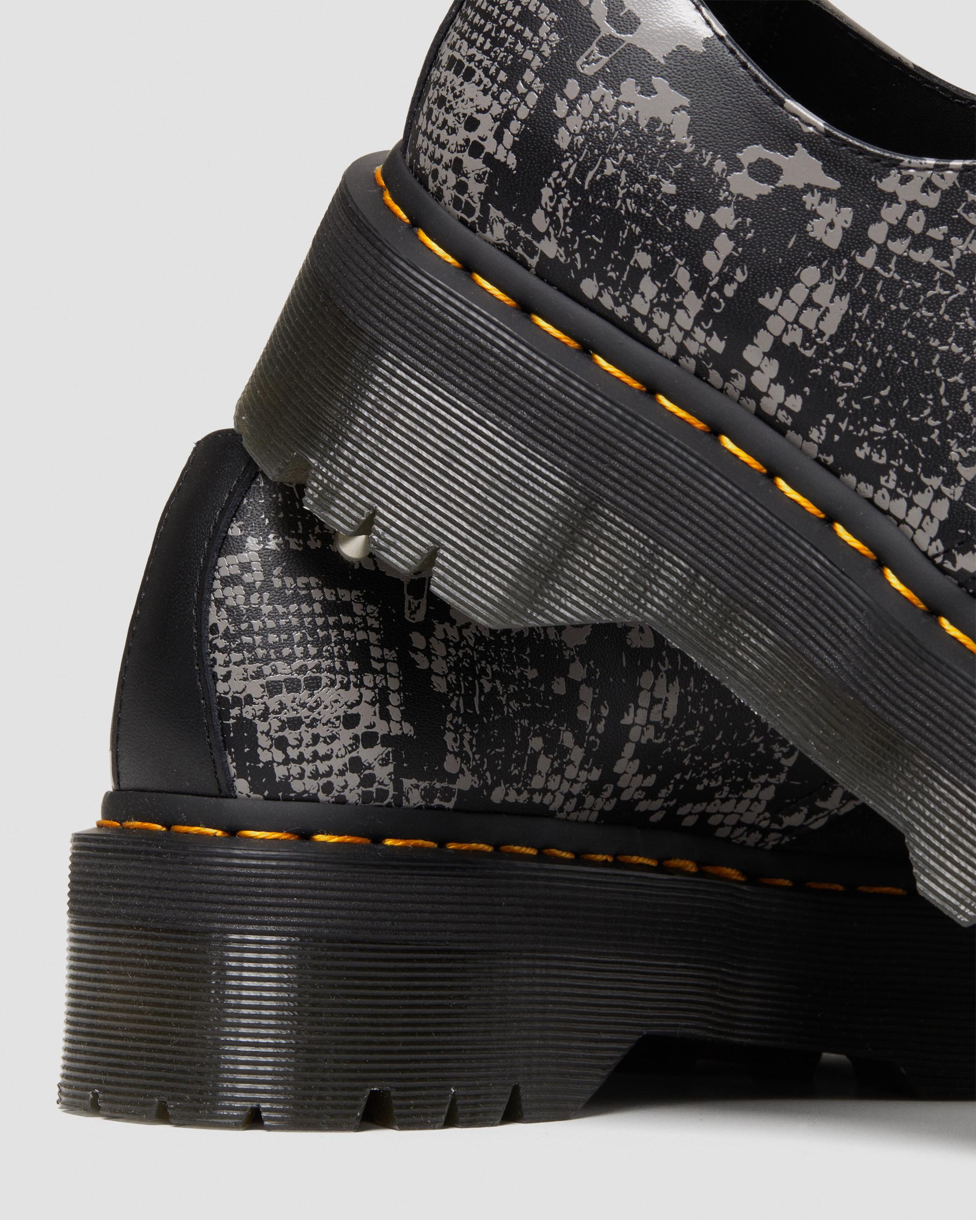 1461 Animal Clash Leather & Suede Platform Shoes in BLACK+GREY