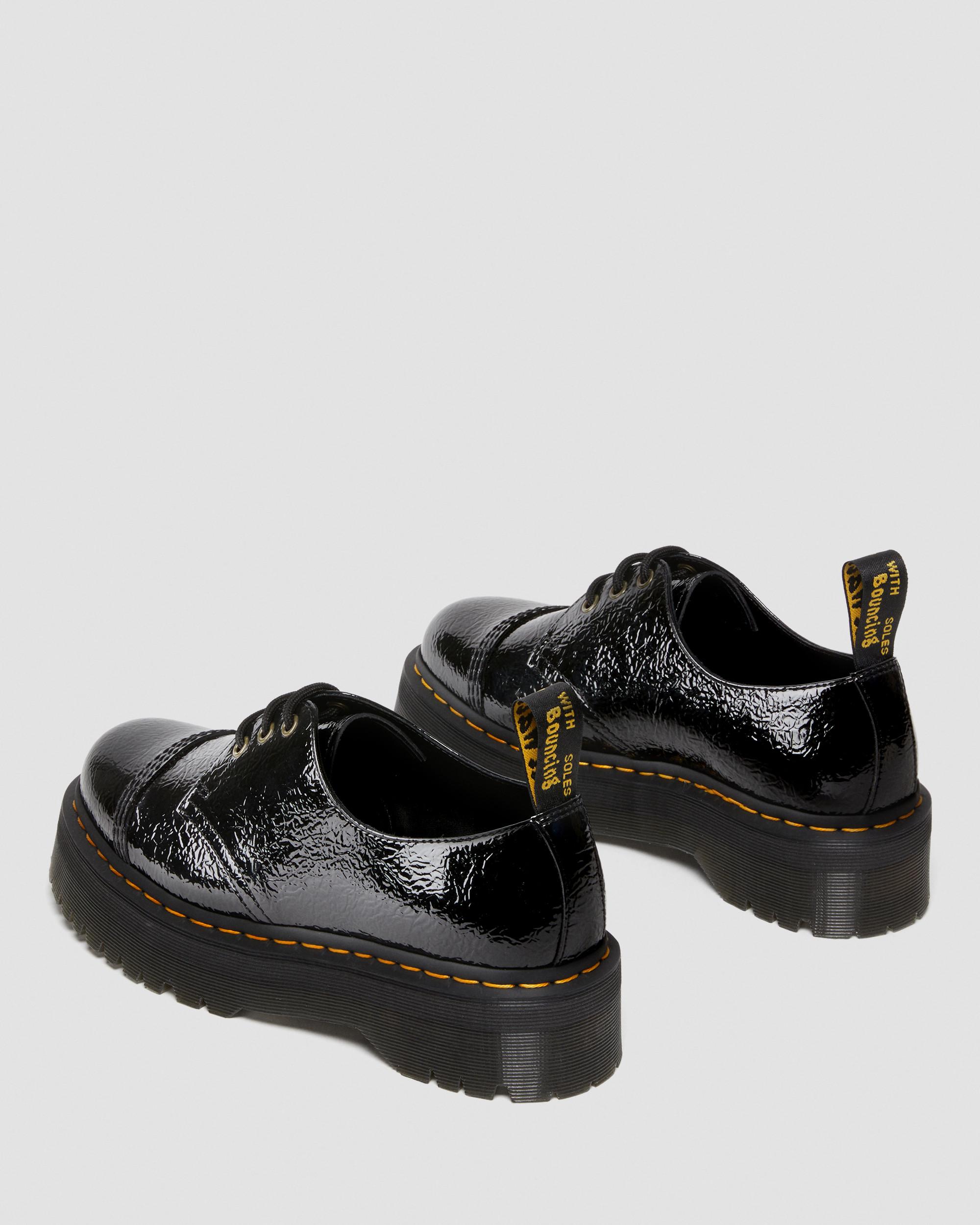 1461 Quad Patent Leather Platform Shoes in Black | Dr. Martens