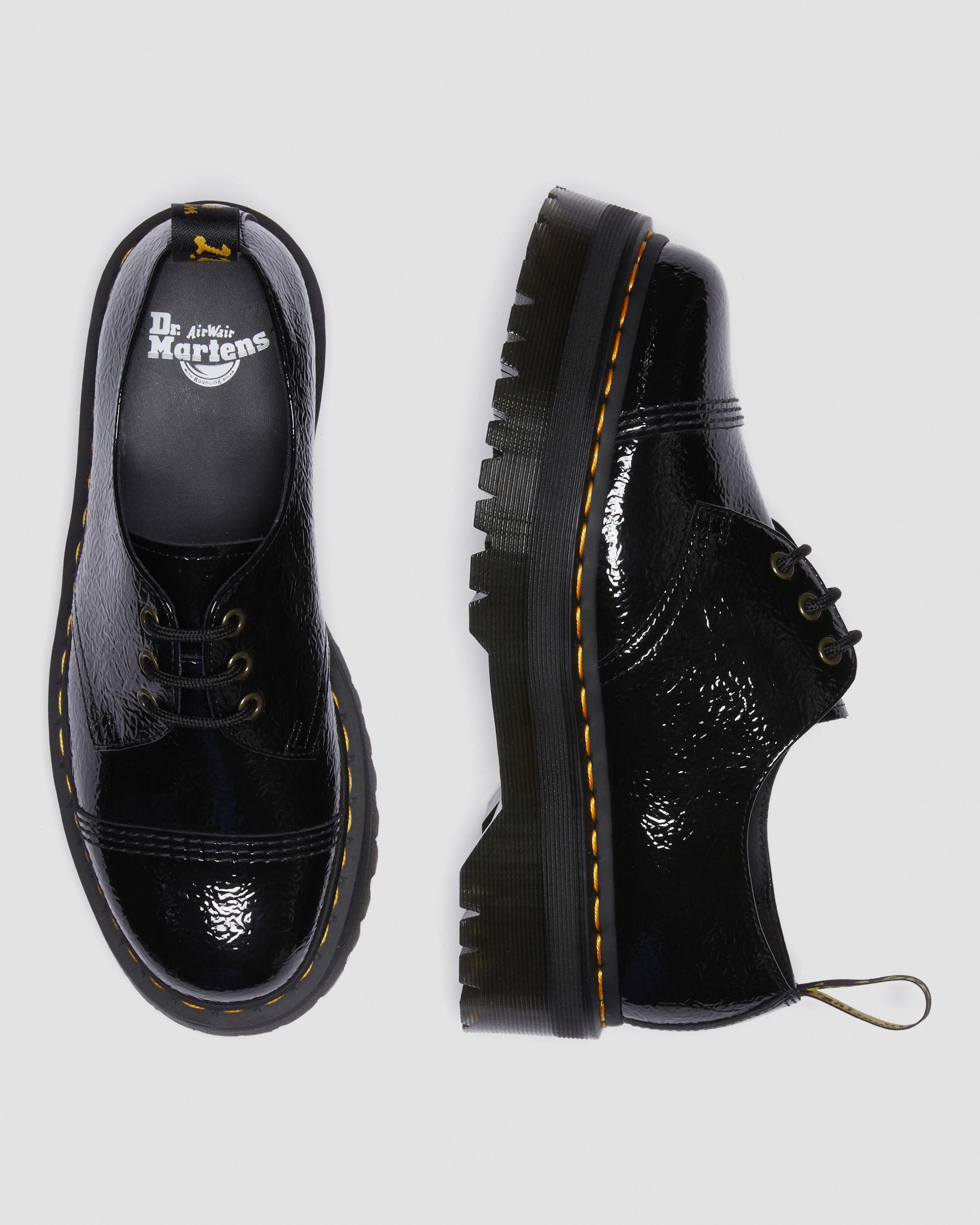 1461 Distressed Patent Leather Platform Shoes in BLACK | Dr. Martens™