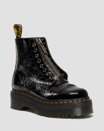 Sinclair Distressed Patent Leather Platform Boots