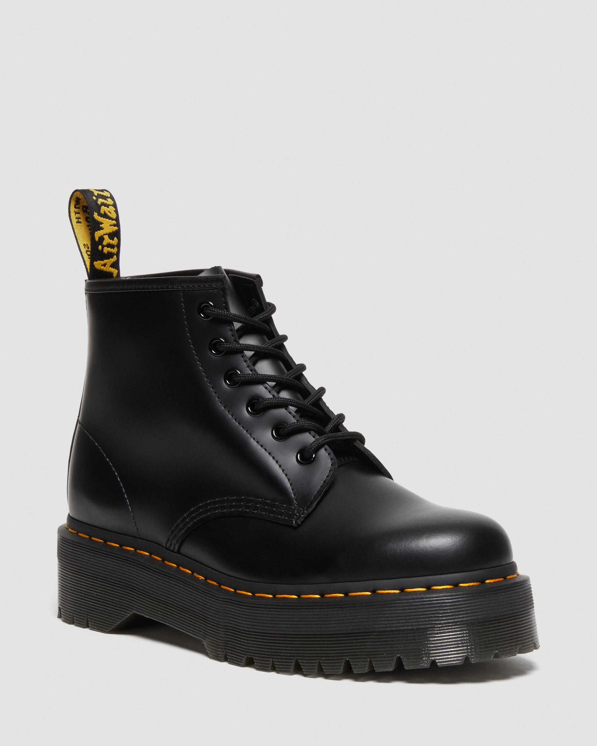 101 Smooth Leather Platform Ankle Boots in Black | Dr. Martens