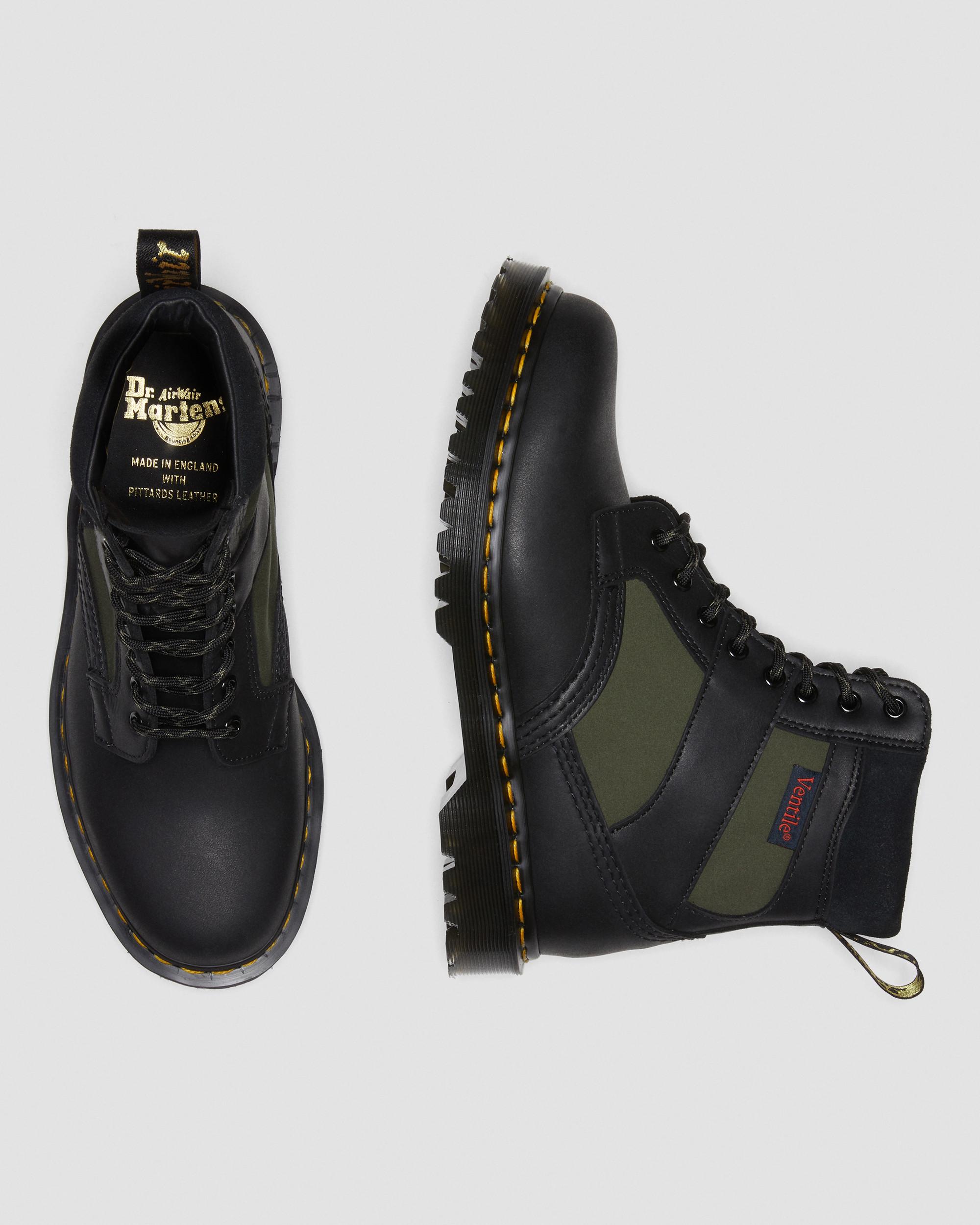 1460 Made in England Padded Panel Lace Up Boots in BLACK+OLIVE