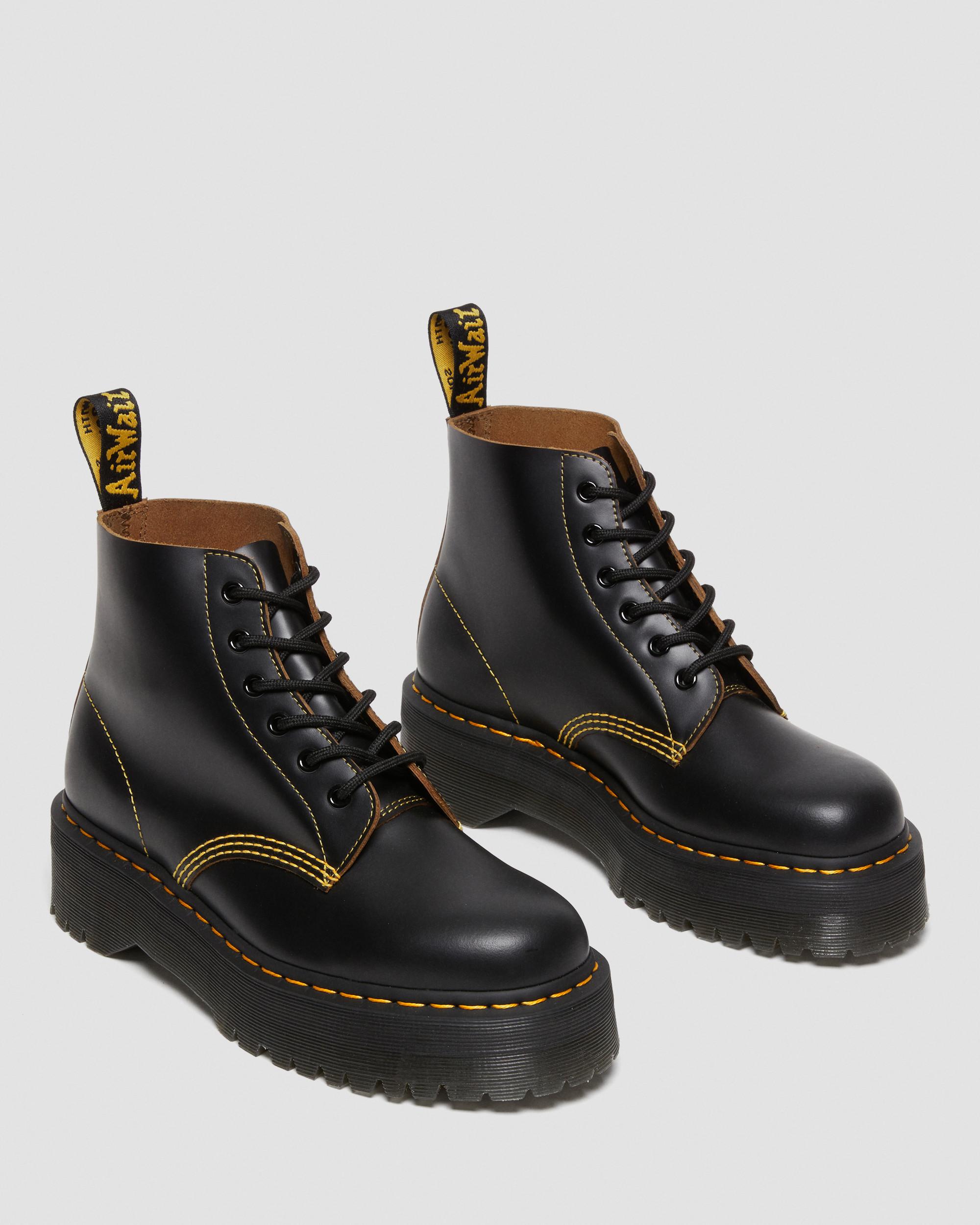 101 Quad Vintage Smooth Leather Platform Ankle Boots in BLACK | Dr