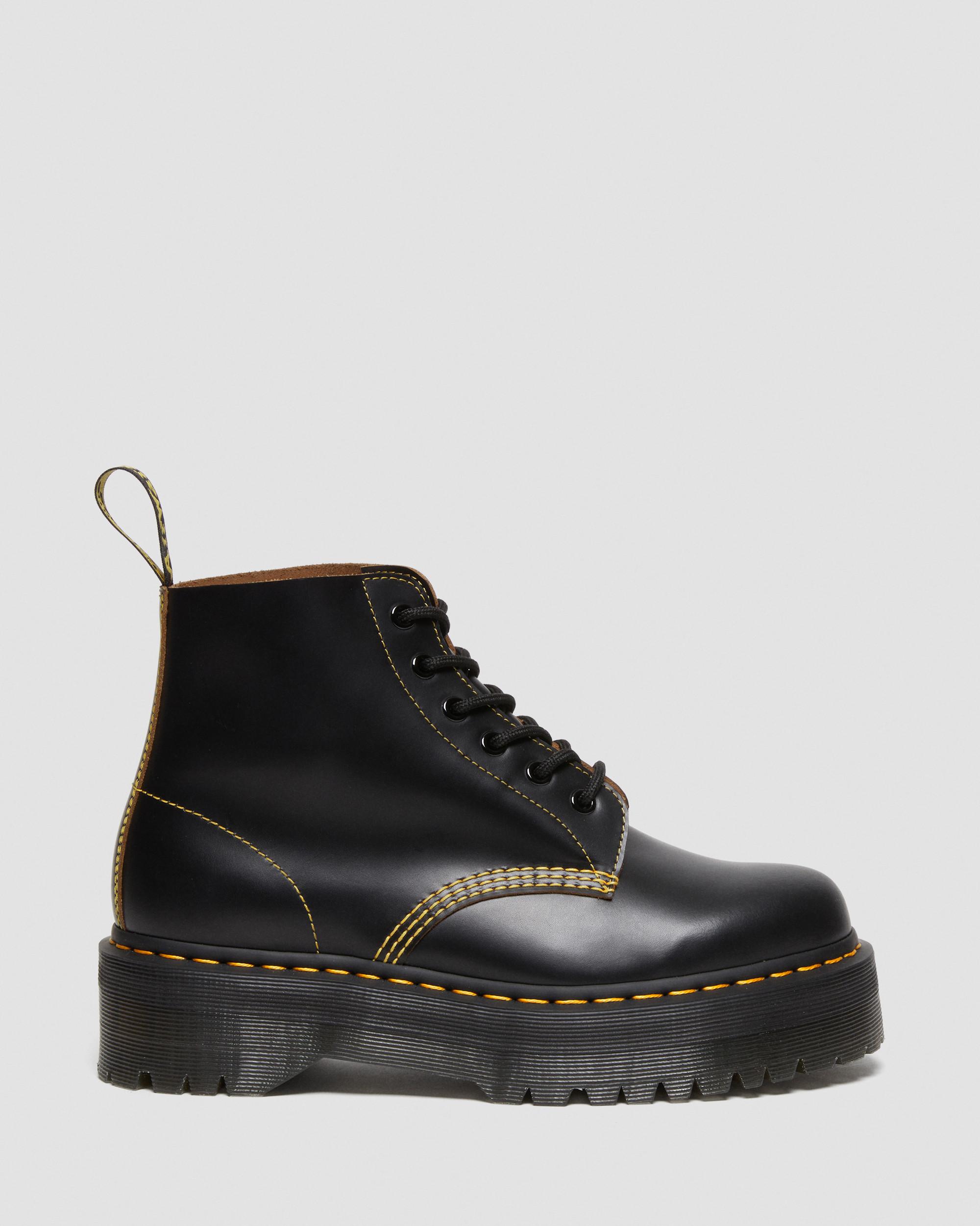 101 Quad Vintage Smooth Leather Platform Ankle Boots in BLACK | Dr