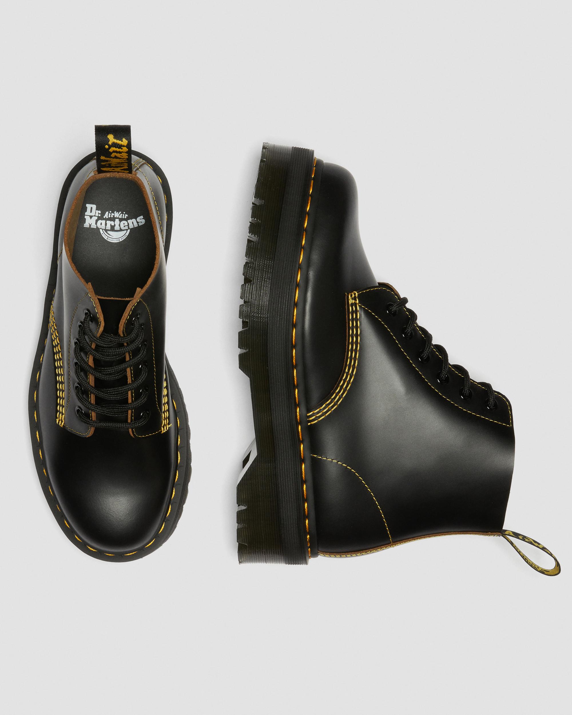 101 Quad Vintage Smooth Leather Platform Ankle Boots in BLACK | Dr