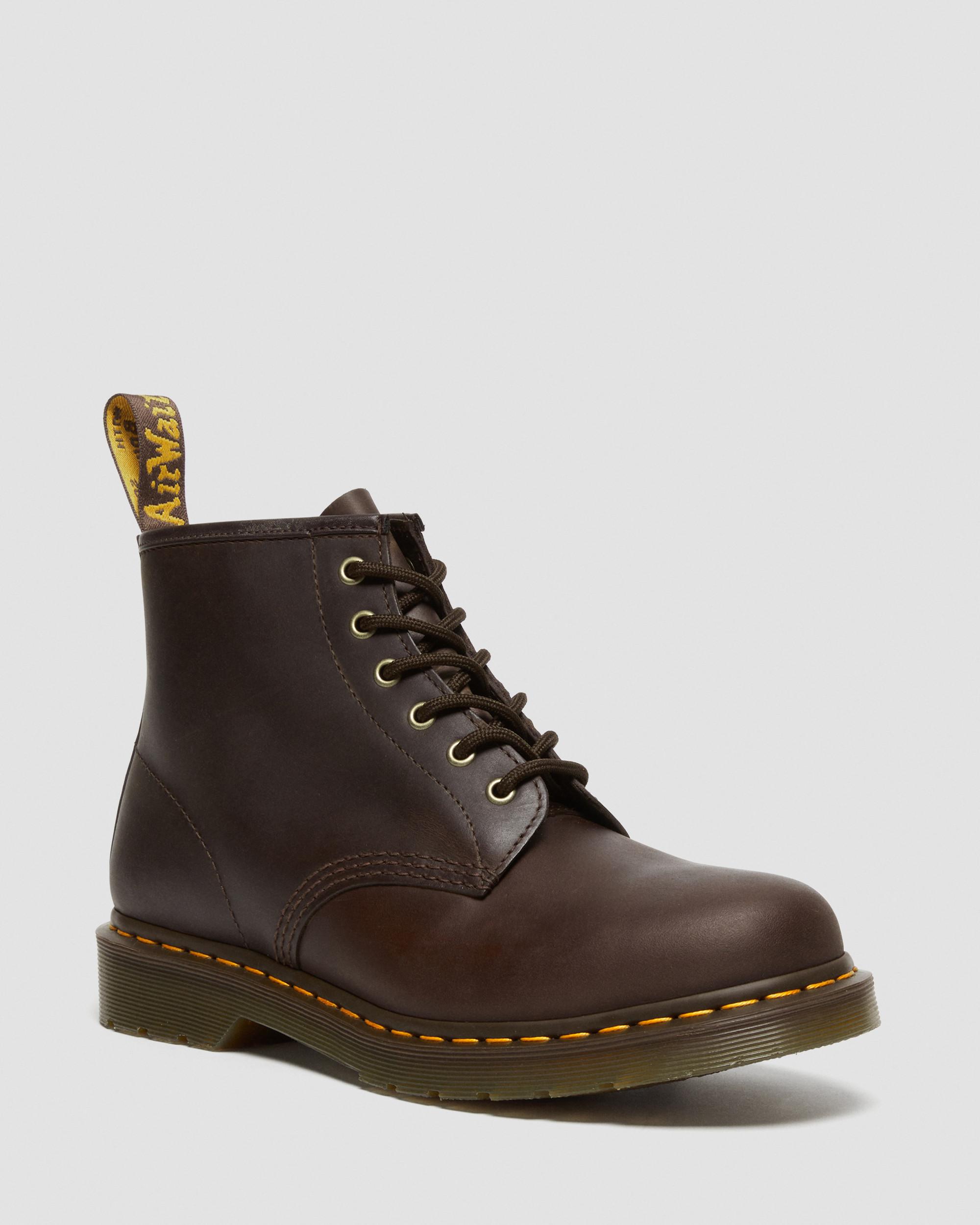 101 Crazy Horse Leather Ankle Boots, Dark Brown | Dr. Martens