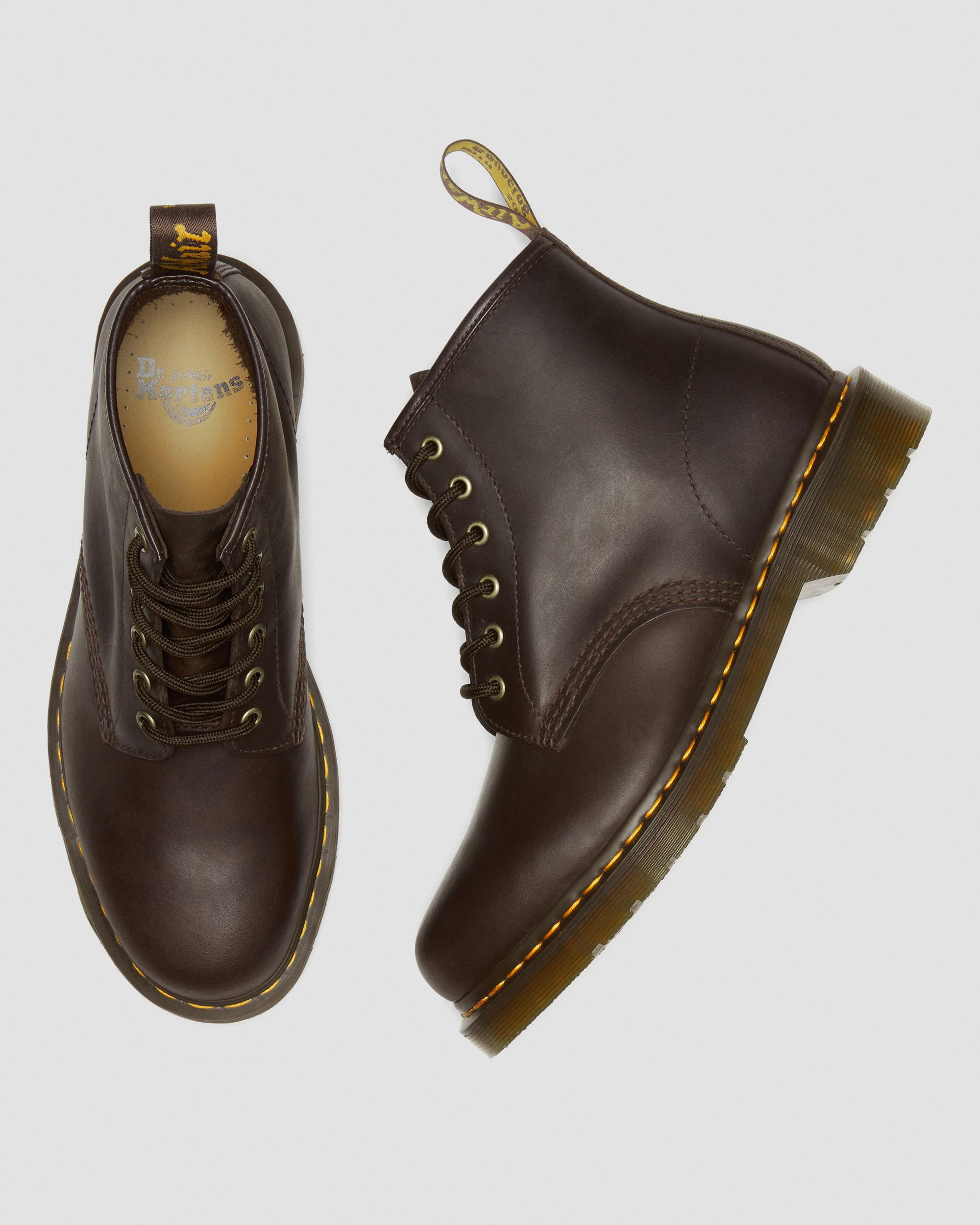 101 Crazy Horse Leather Ankle Boots in Dark Brown | Dr. Martens