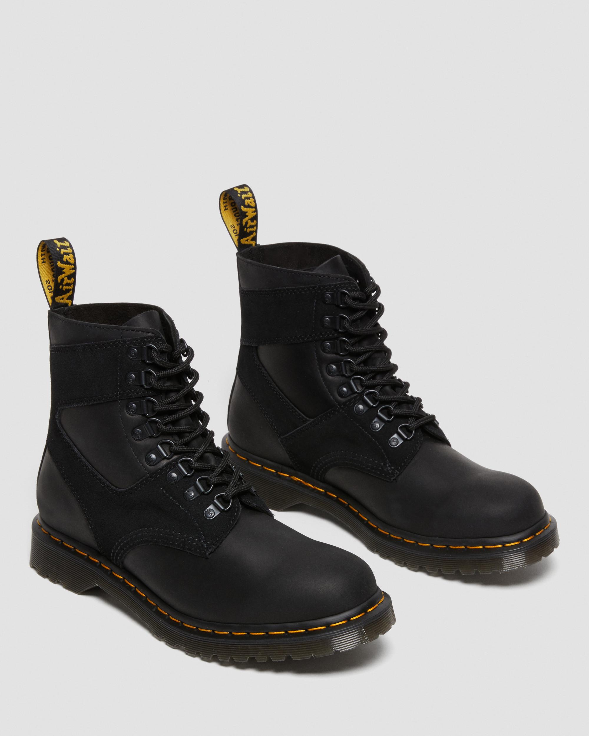 1460 Pascal Leather & Suede Lace Up Boots in BLACK | Dr. Martens™