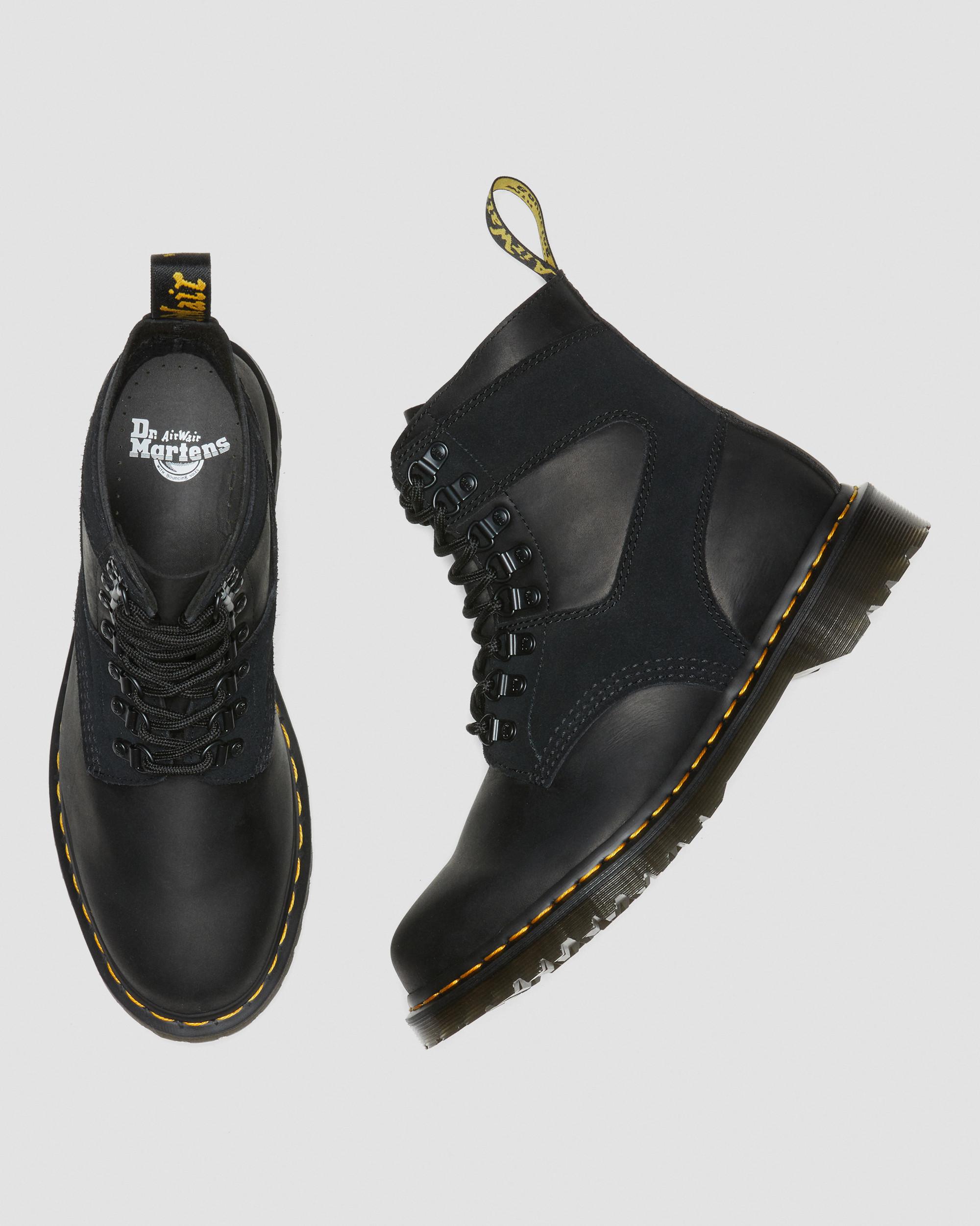 1460 Pascal Leather & Suede Lace Up Boots in BLACK | Dr. Martens™