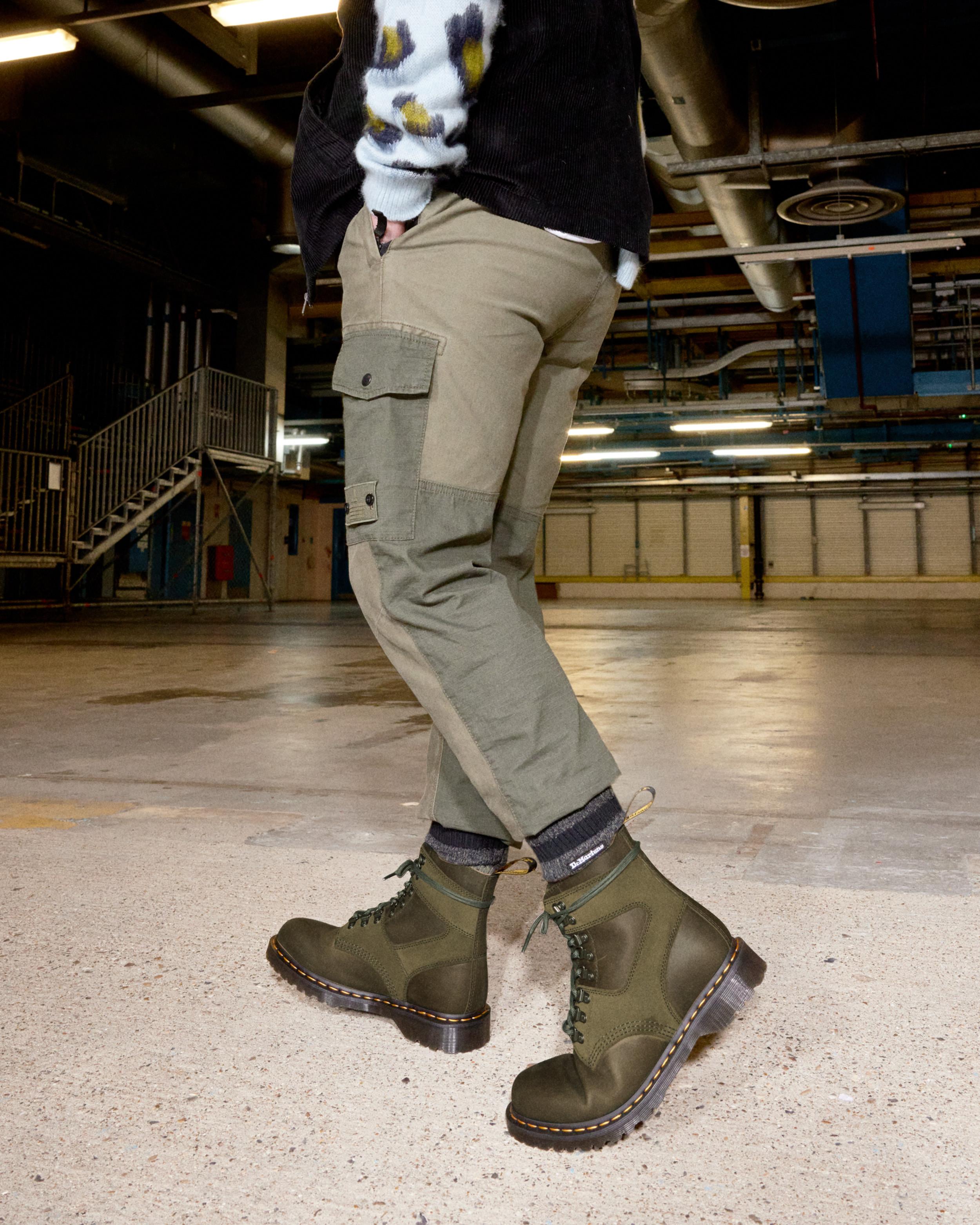 1460 Pascal Streeter Suede Lace Up Boots in Olive | Dr. Martens