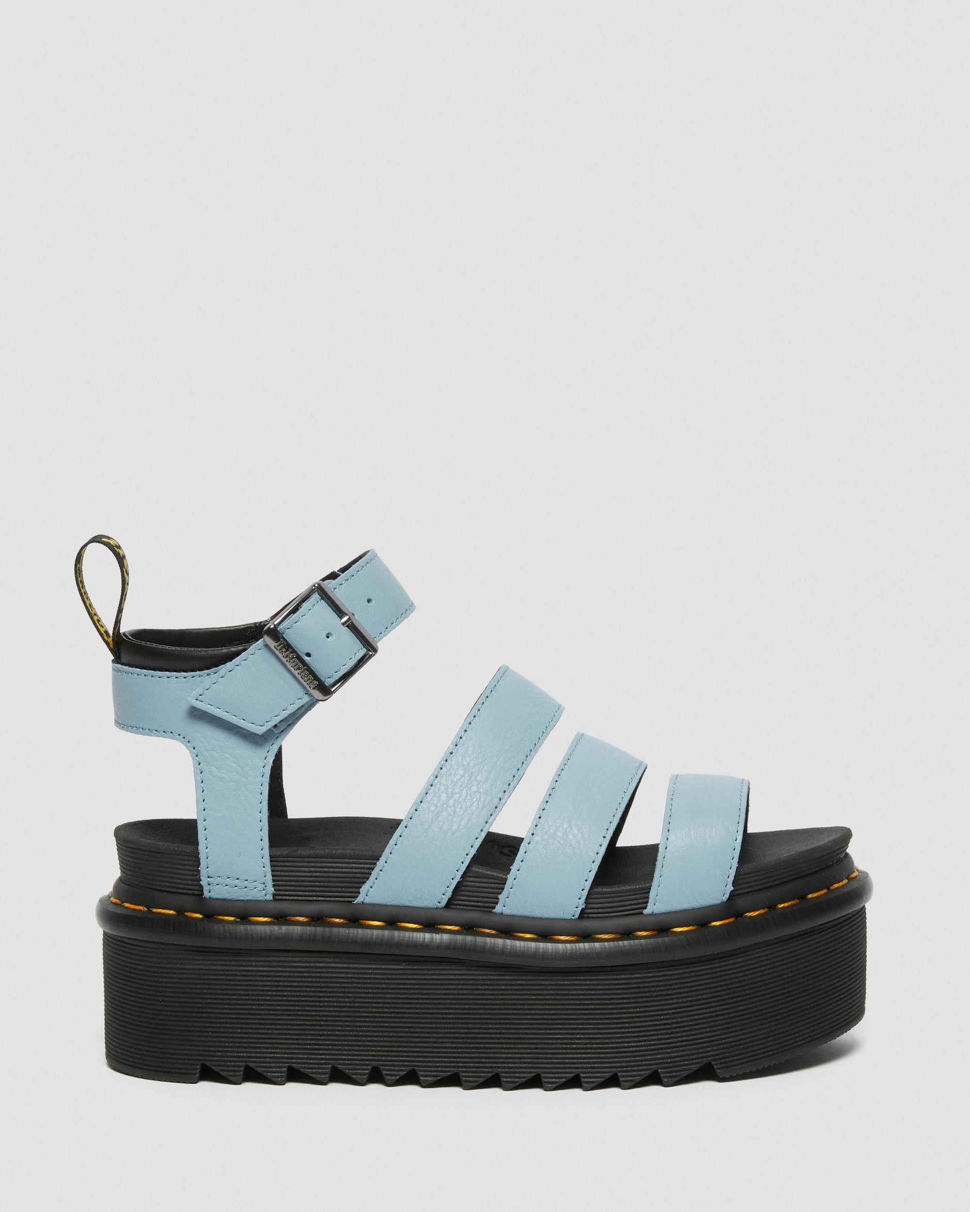Blaire Quad Pisa Leather Strap Platform Sandals in Blue | Dr. Martens