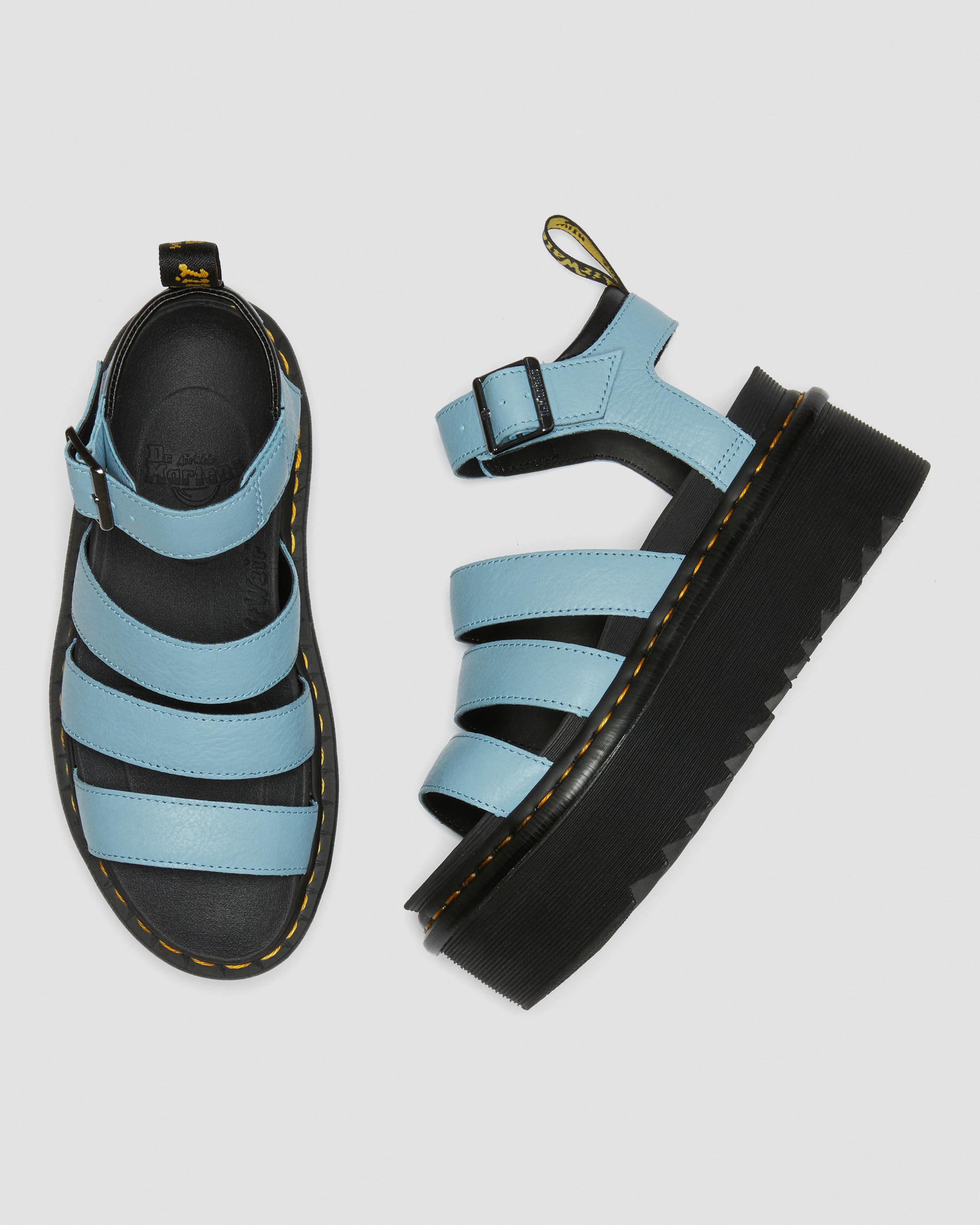 Blaire Quad Pisa Leather Strap Platform Sandals in Blue