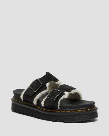 Myles Suede Fur-Lined Buckle Slide Sandals