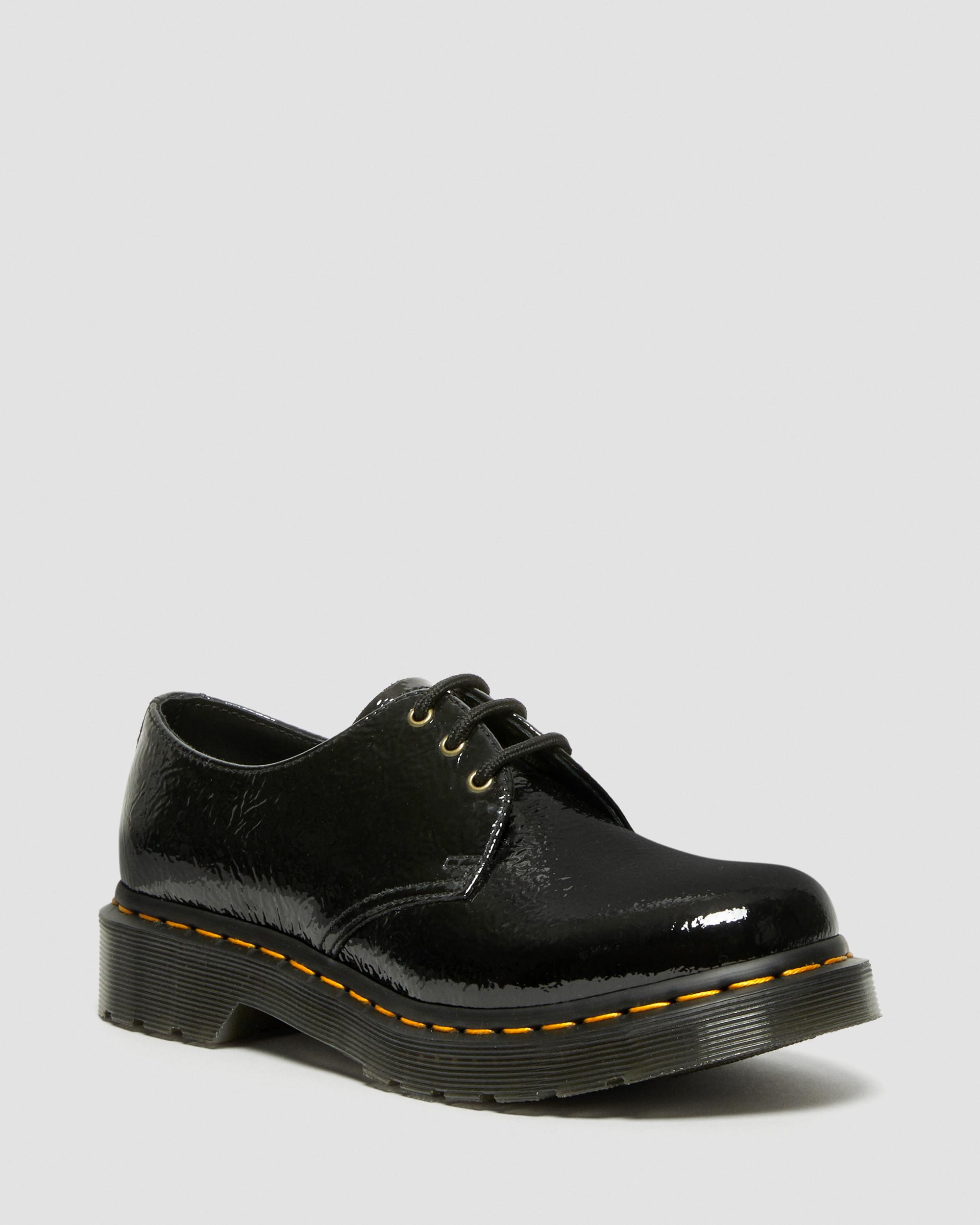 1461 Women's Distressed Patent Oxford Shoes in Black | Dr. Martens
