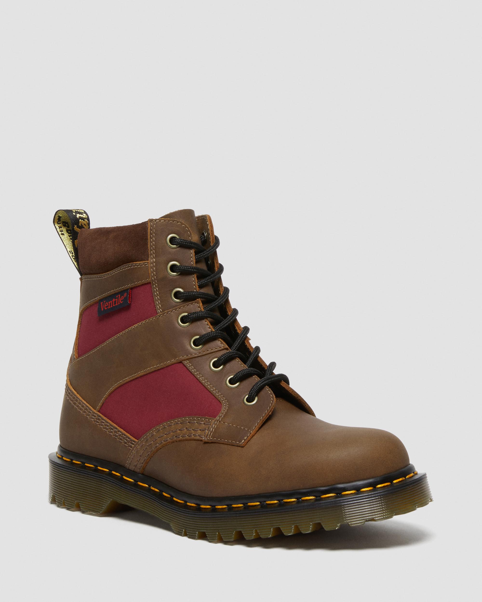 1460 Made in England Padded Panel Lace Up Boots in Brown | Dr. Martens