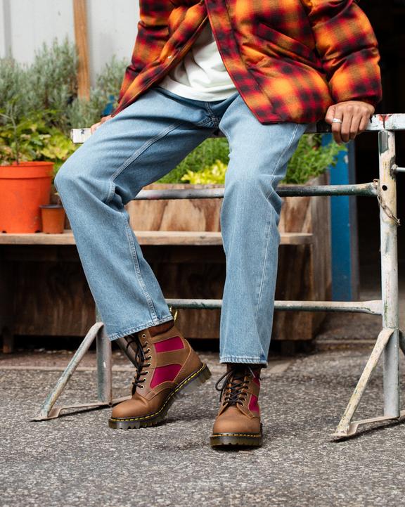 1460 Made in England Padded Panel Lace Up Boots in Brown 1460 Made in England Padded Panel Lace Up Boots in Brown