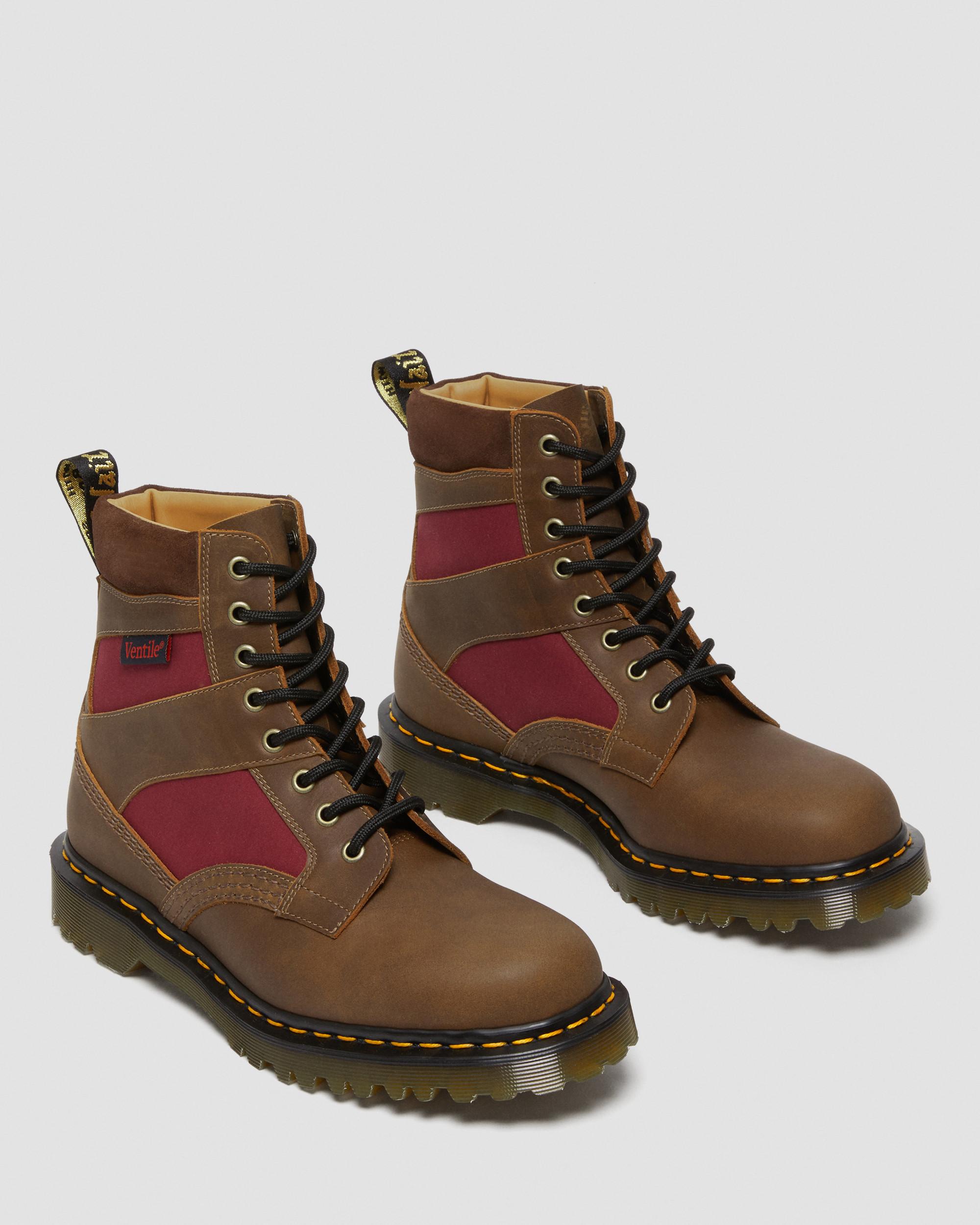 1460 Made in England Padded Panel Lace Up Boots in BROWN+OXBLOOD