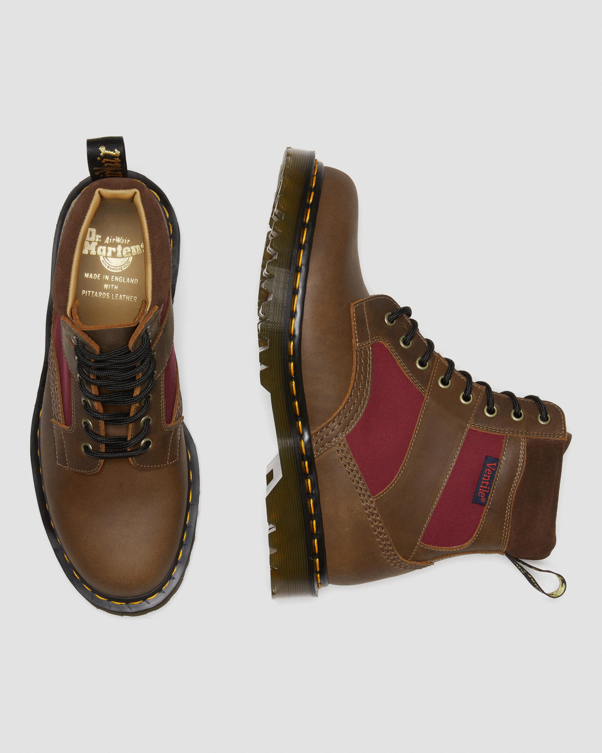 1460 Made in England Padded Panel Lace Up Boots in BROWN+OXBLOOD