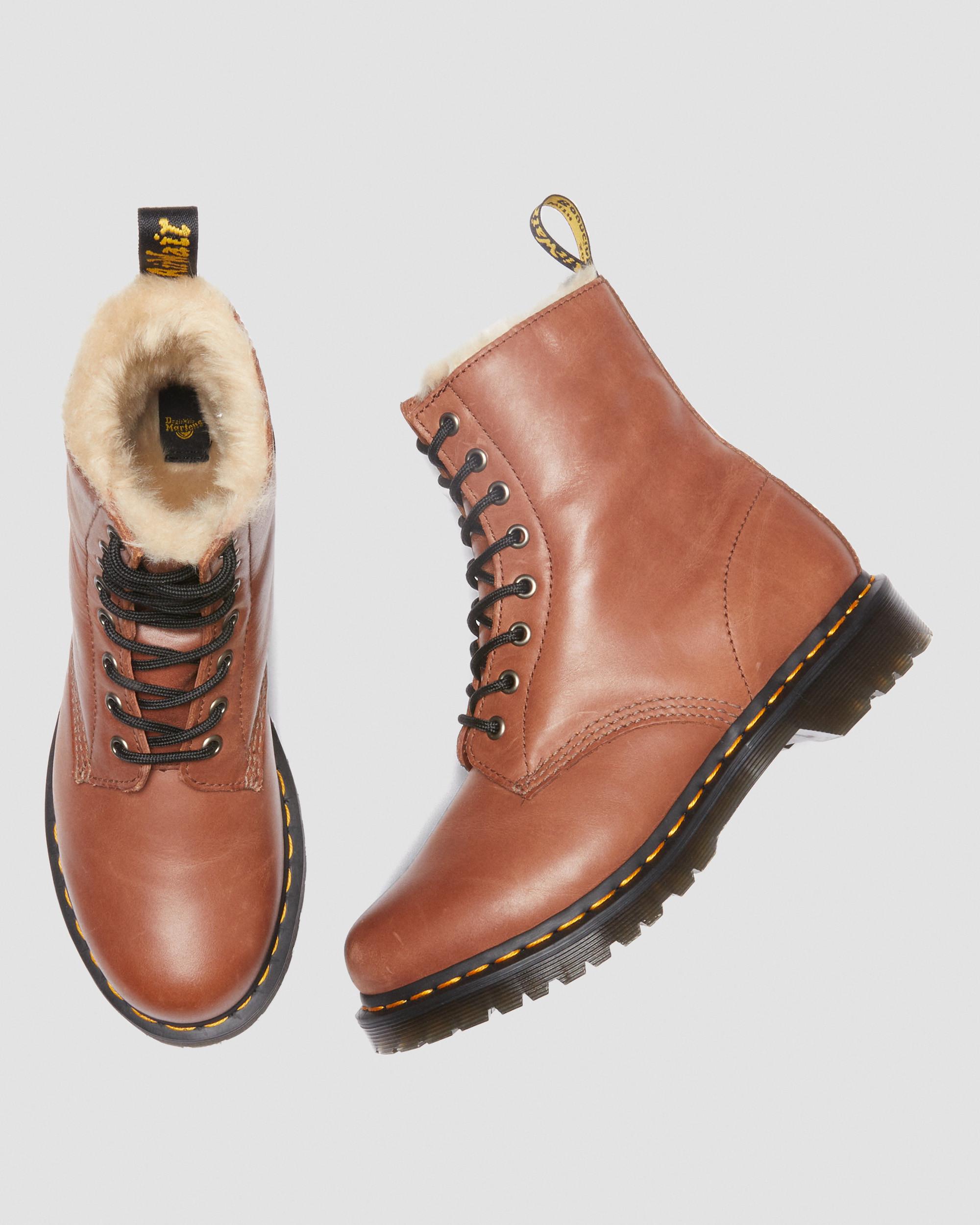 1460 Serena Women's Faux Fur-Lined Leather Boots in Tan | Dr. Martens