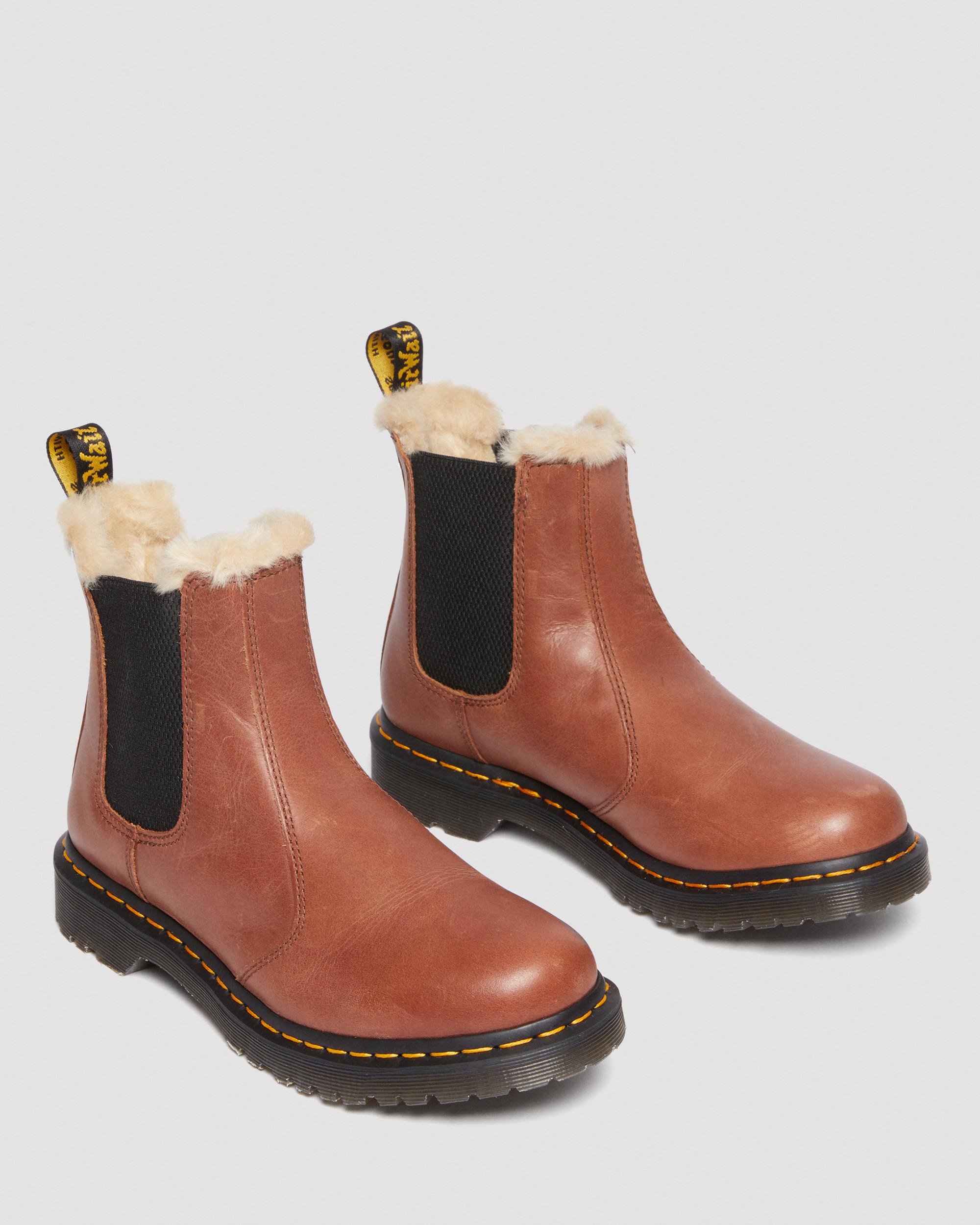 2976 Leonore Women's Faux Fur-Lined Chelsea Boots in Tan | Dr. Martens