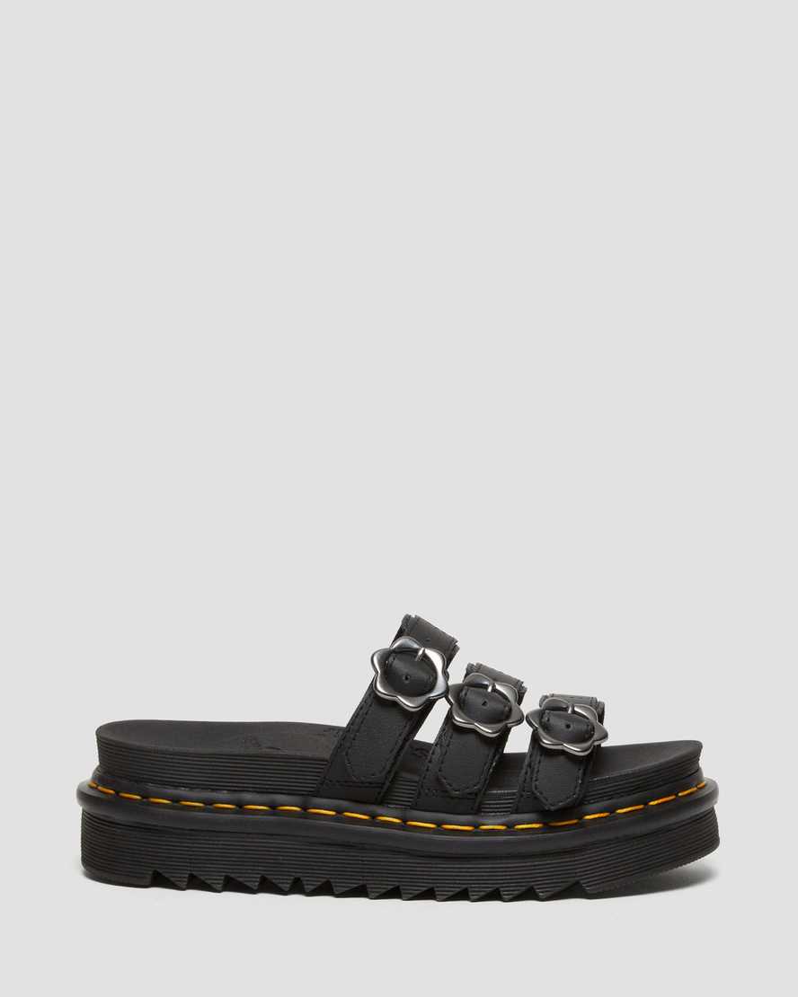 Blaire Flower Buckle Leather Slide SandalsBlaire Flower Buckle Leather Slide Sandals Dr. Martens