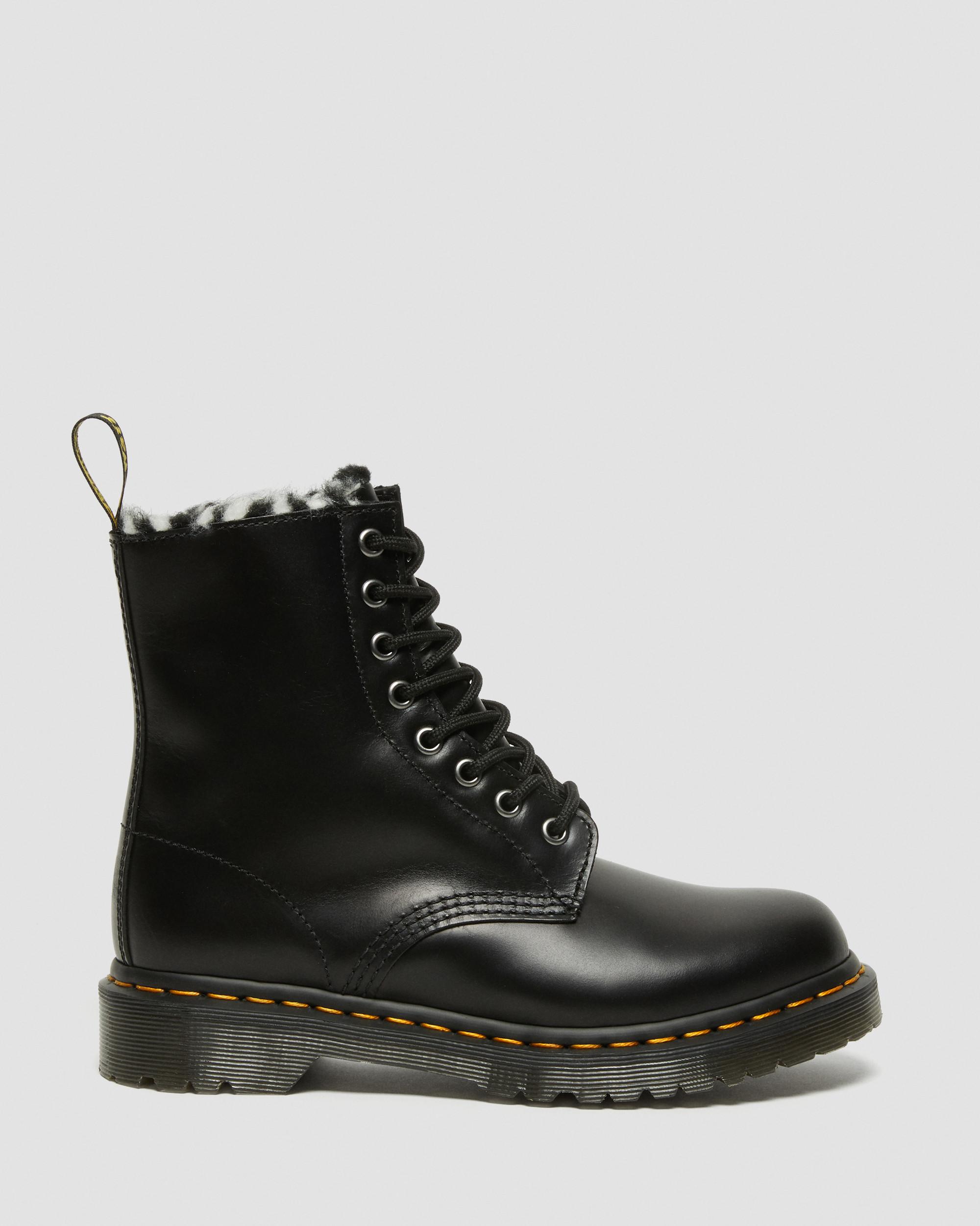 1460 Serena Faux Fur Lined Lace Up Boots in Black Atlas | Dr  display picture 2