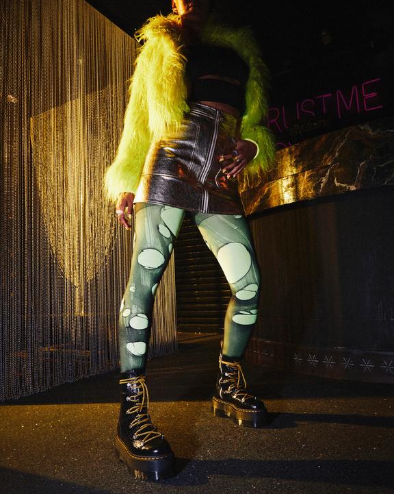 Ghilana Max Distressed Patent Leather Platform Boots in Ghilana Max Distressed Patent Leather Platform Boots in