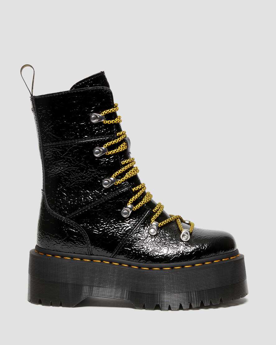 Ghilana Max Distressed Patent Leather Platform BootsGhilana Max Distressed Patent Leather Platform Boots Dr. Martens