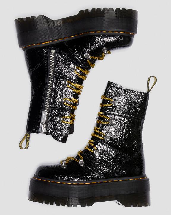 Ghilana Max Distressed Patent Leather Platform BootsGhilana Max Distressed Patent Leather Platform Boots Dr. Martens