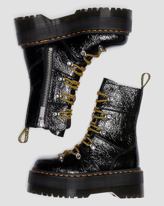 Ghilana Max Distressed Patent Leather Platform Boots in Ghilana Max Distressed Patent Leather Platform Boots in