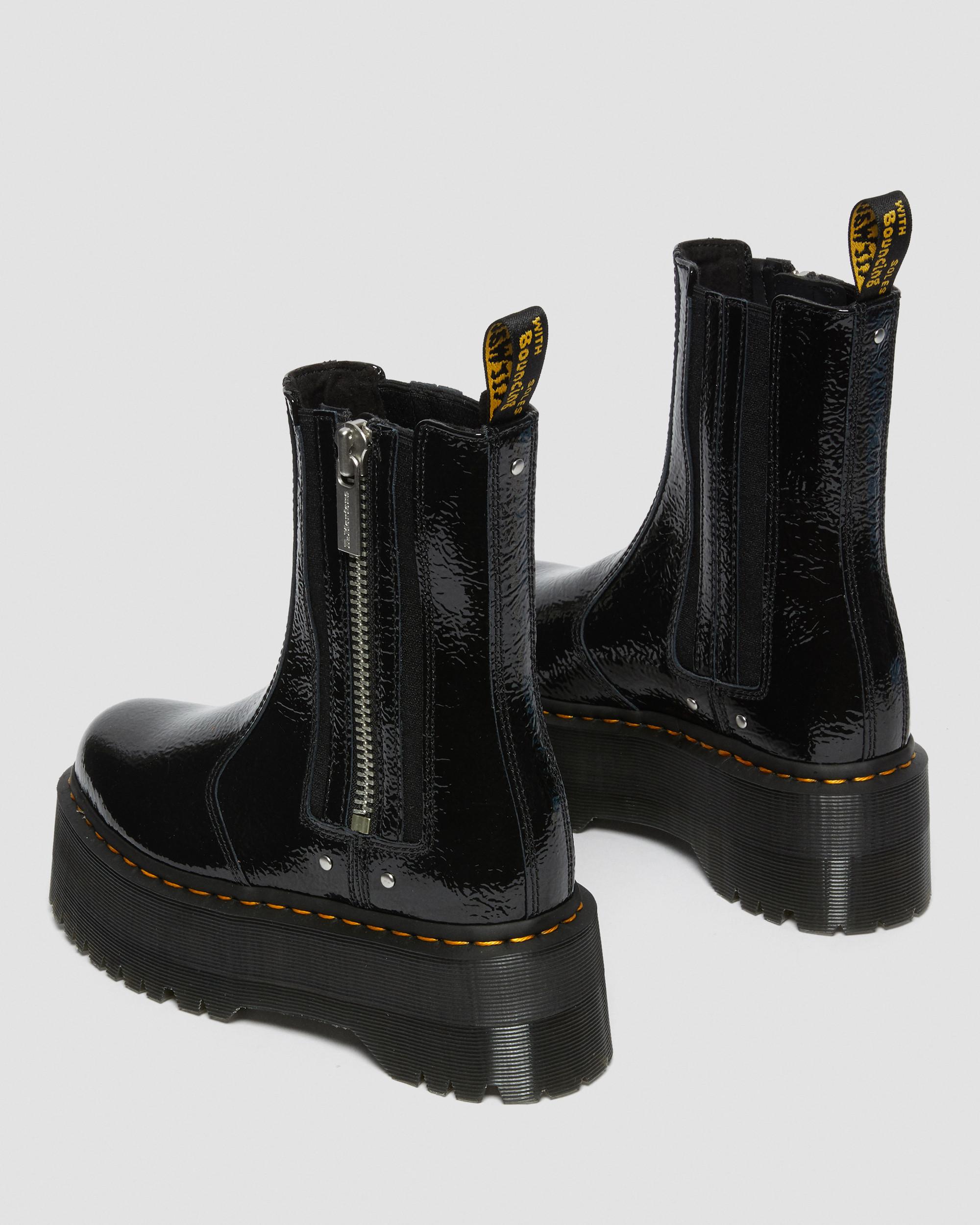 2976 Max Distressed Patent Chelsea Platform Boots in BLACK | Dr