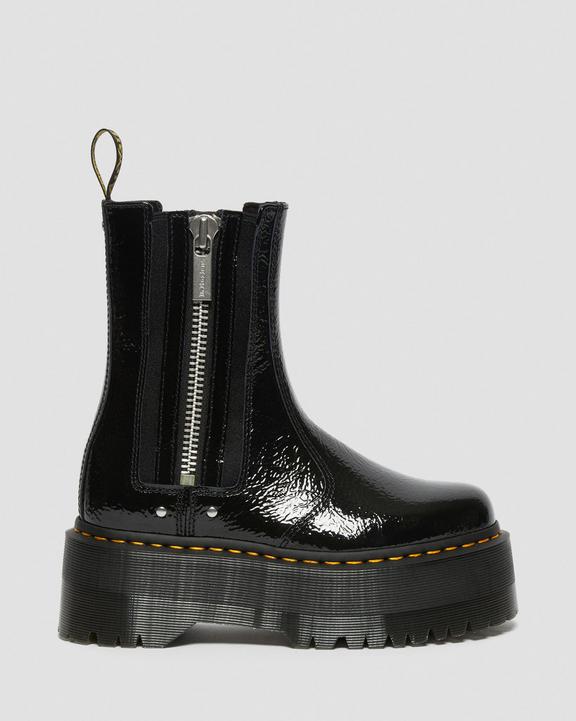2976 Max Distressed Patent Chelsea Platform Boots in Black 2976 Max Distressed Patent Chelsea Platform Boots in Black
