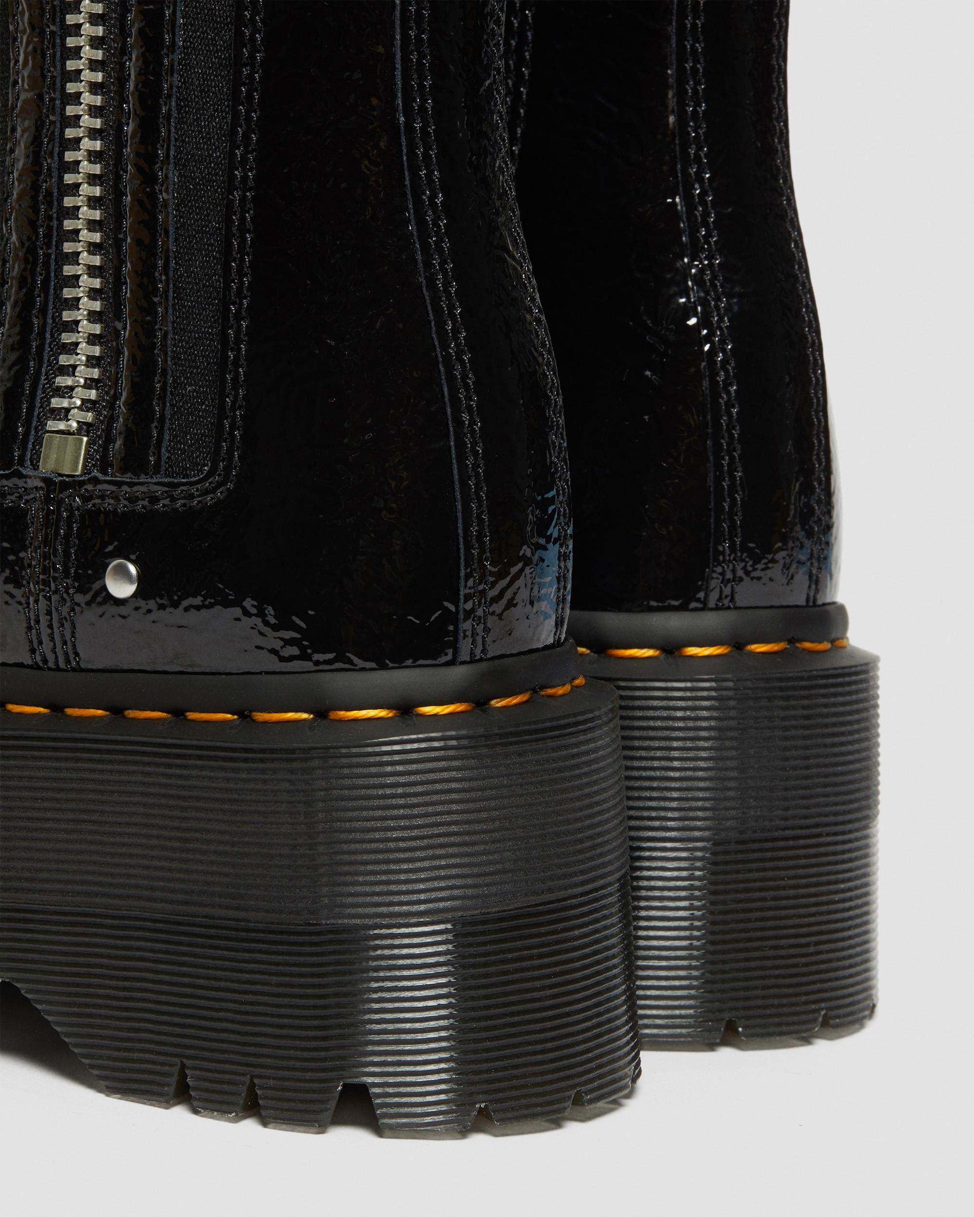 2976 Max Distressed Patent Chelsea Platform Boots in BLACK | Dr