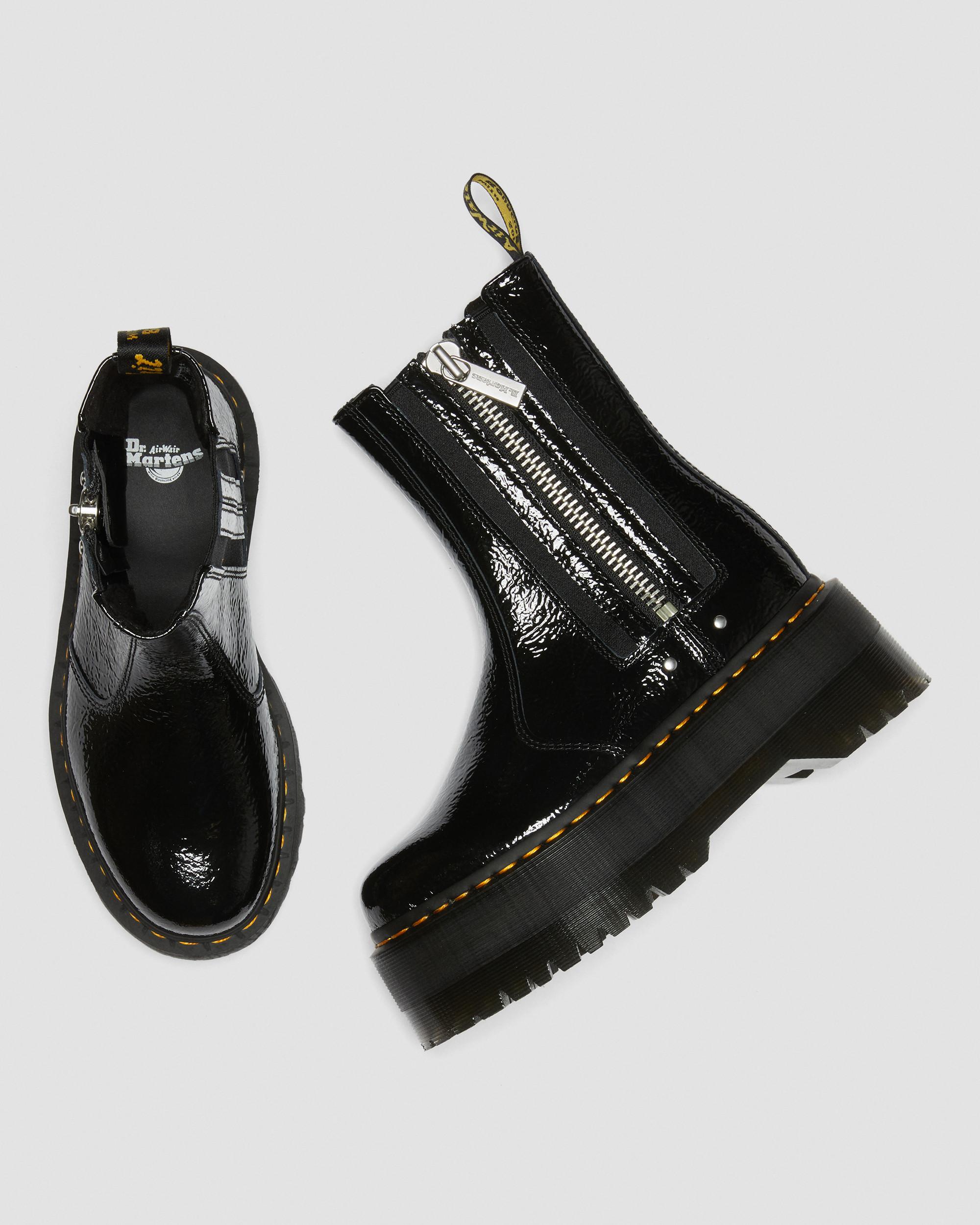 2976 Max Distressed Patent Chelsea Platform Boots in BLACK | Dr