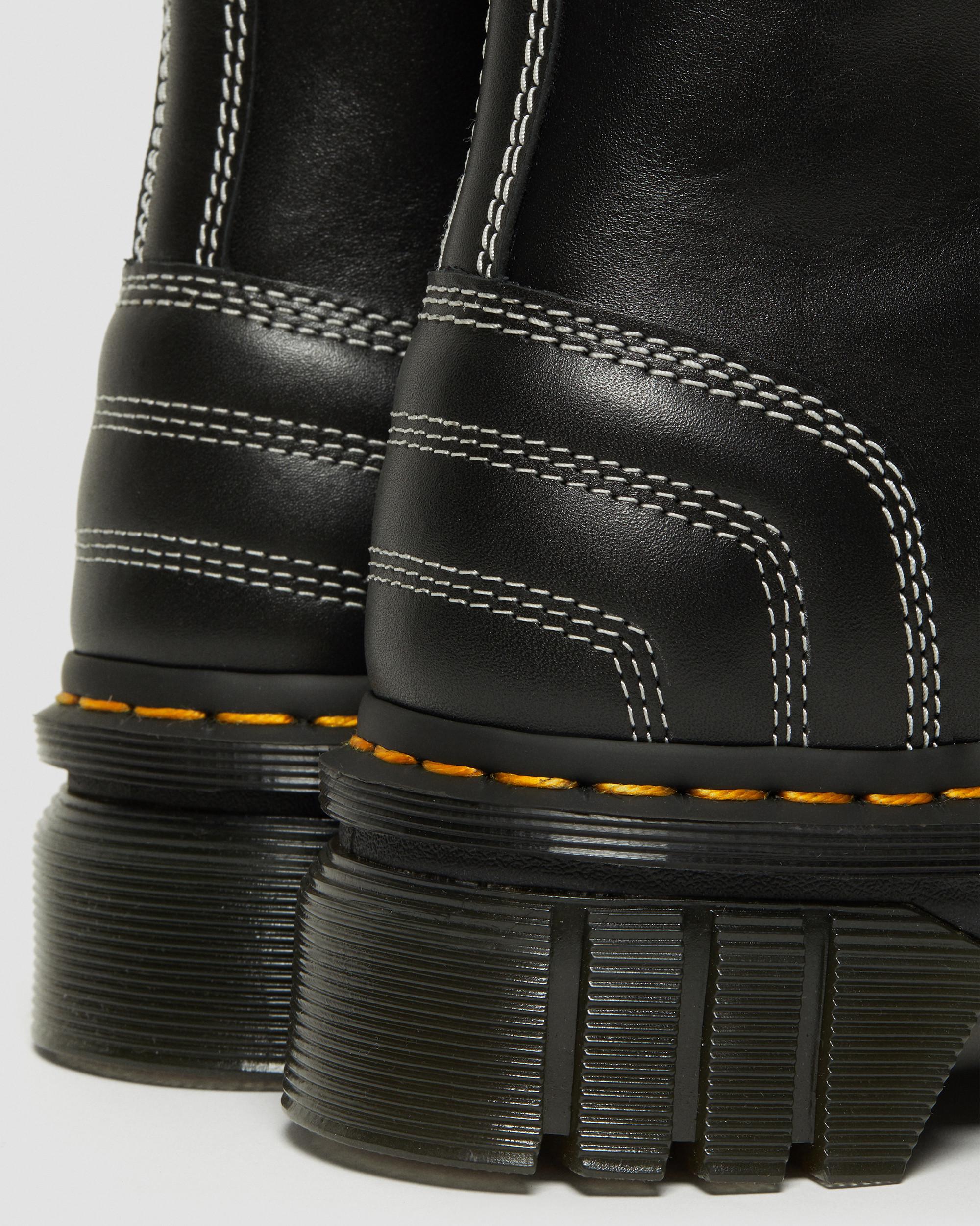 Audrick White Stitch Leather Platform Lace Up Boots in BLACK | Dr
