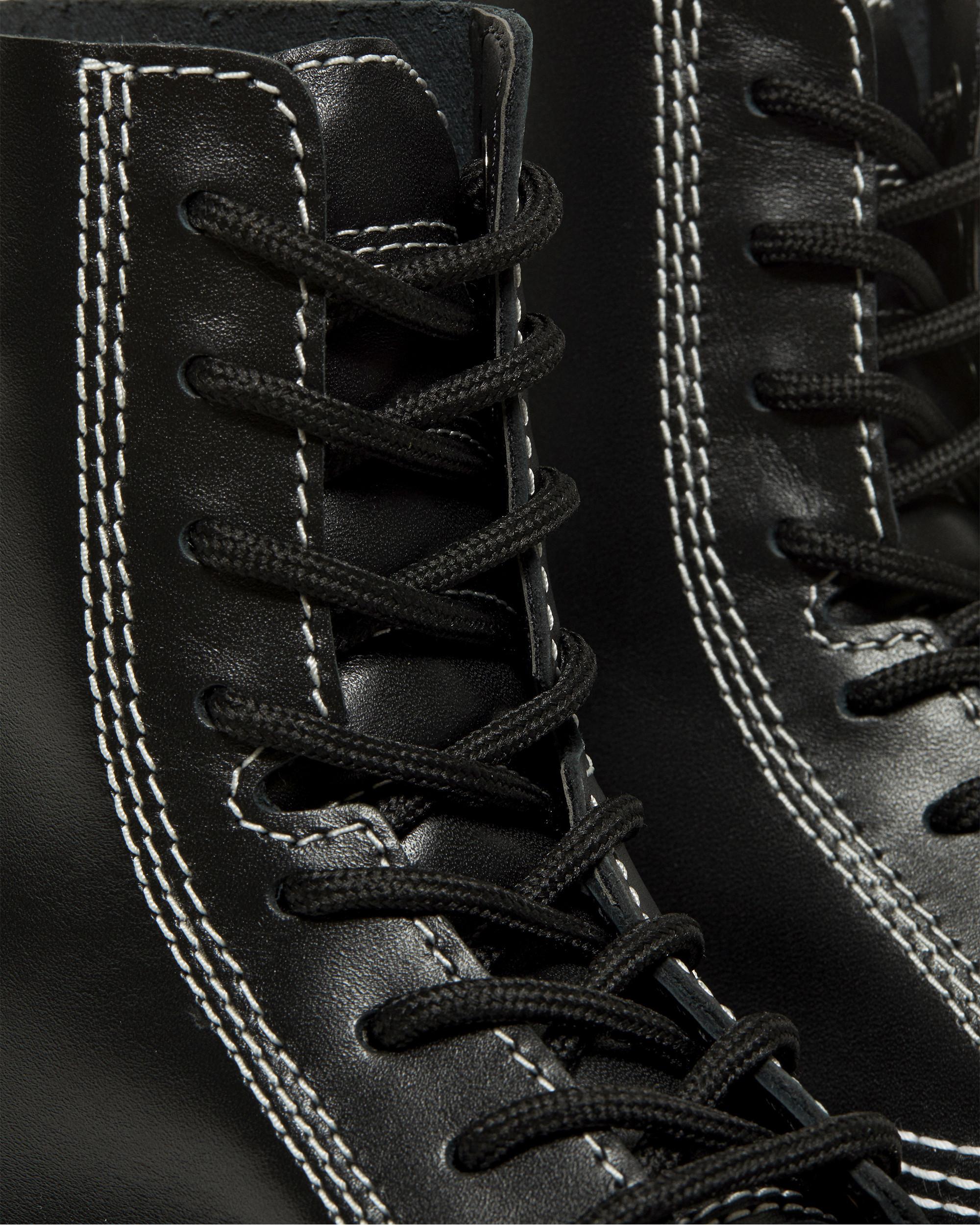 Audrick White Stitch Leather Platform Lace Up Boots in BLACK | Dr