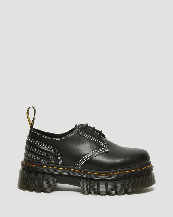 Audrick White Stitch Leather Platform Shoes in Black | Dr Audrick White Stitch Leather Platform Shoes in Black | Dr