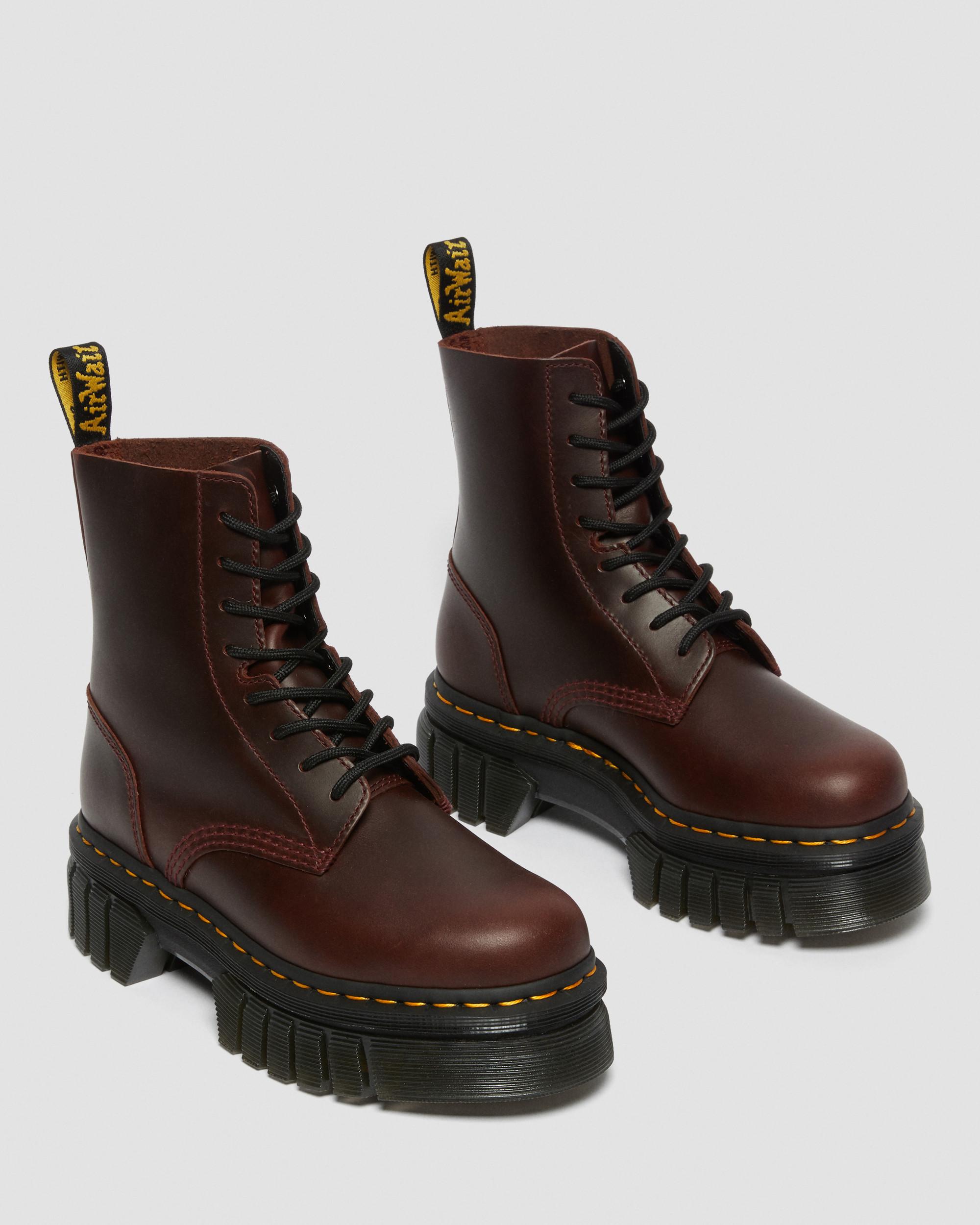Audrick Brando Leather Platform Lace Up Boots in BROWN | Dr. Martens™