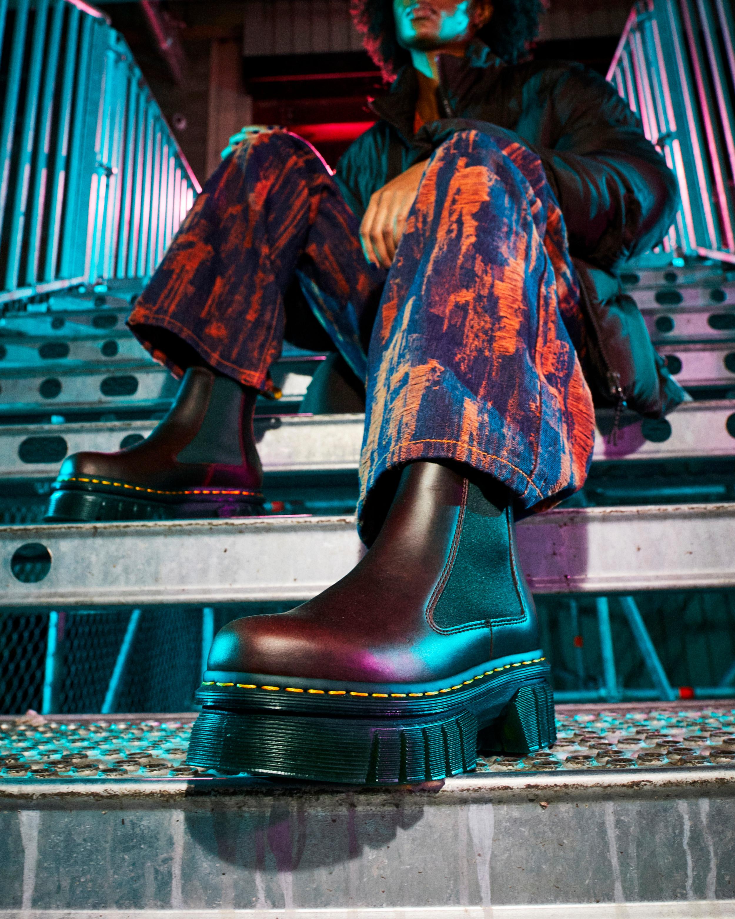Audrick Brando Leather Platform Chelsea Boots in BROWN | Dr. Martens™