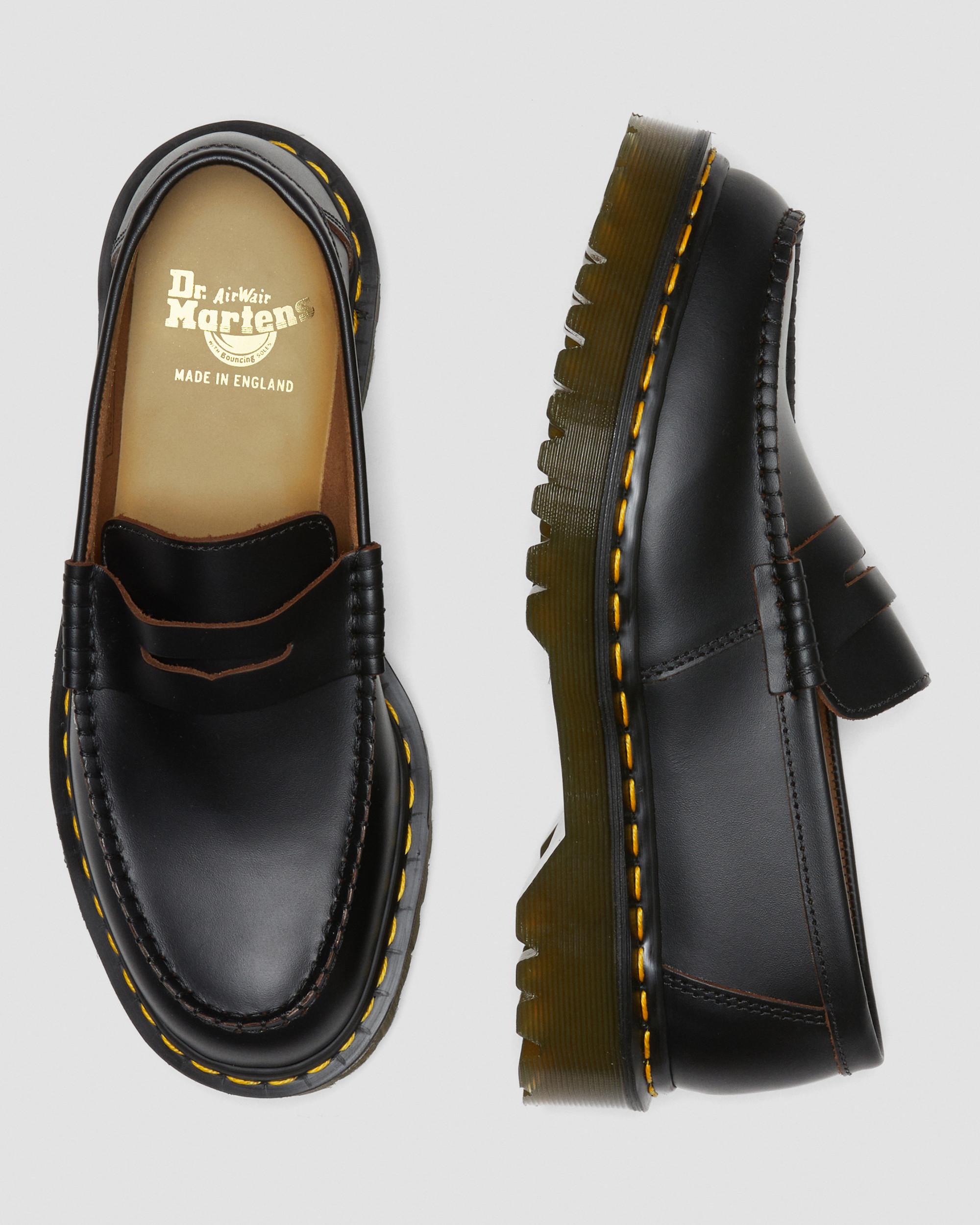 Penton Bex Yellow Stitch Quilon Leather Loafers, Black | Dr. Martens