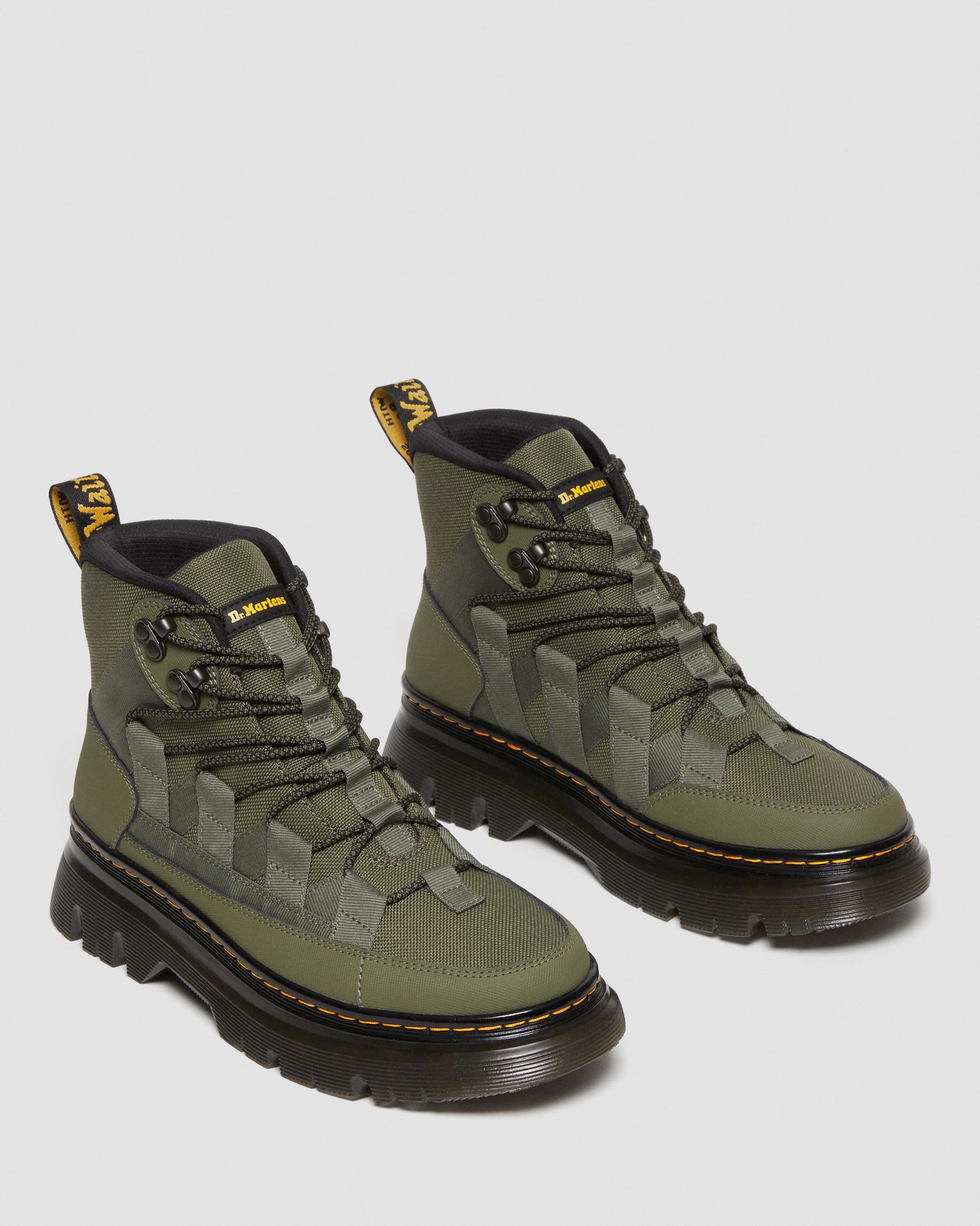 Boury Extra Tough Leather Utility Boots in Khaki Green