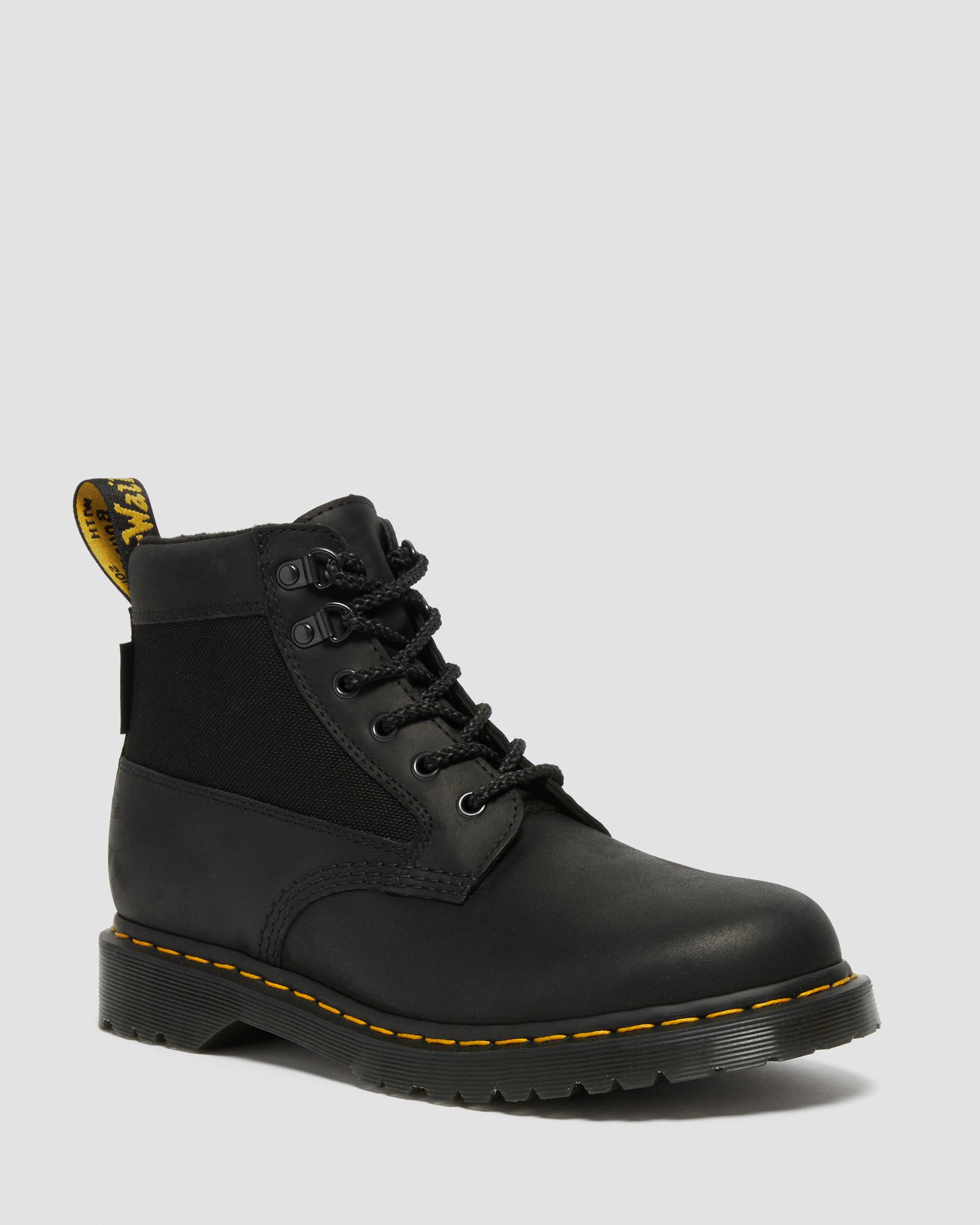 101 Yellow Stitch Smooth Leather Ankle Boots, Black | Dr. Martens