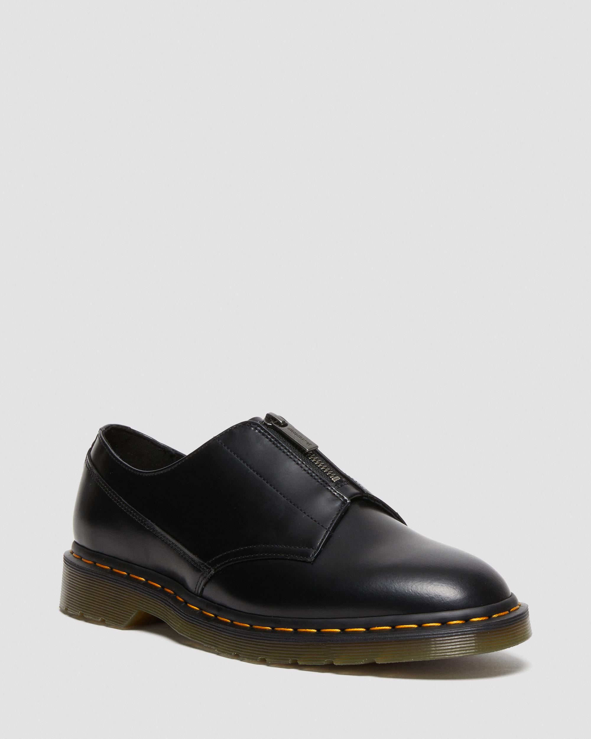 Cullen Polished Smooth Leather Zip Dress Shoes in BLACK | Dr. Martens™