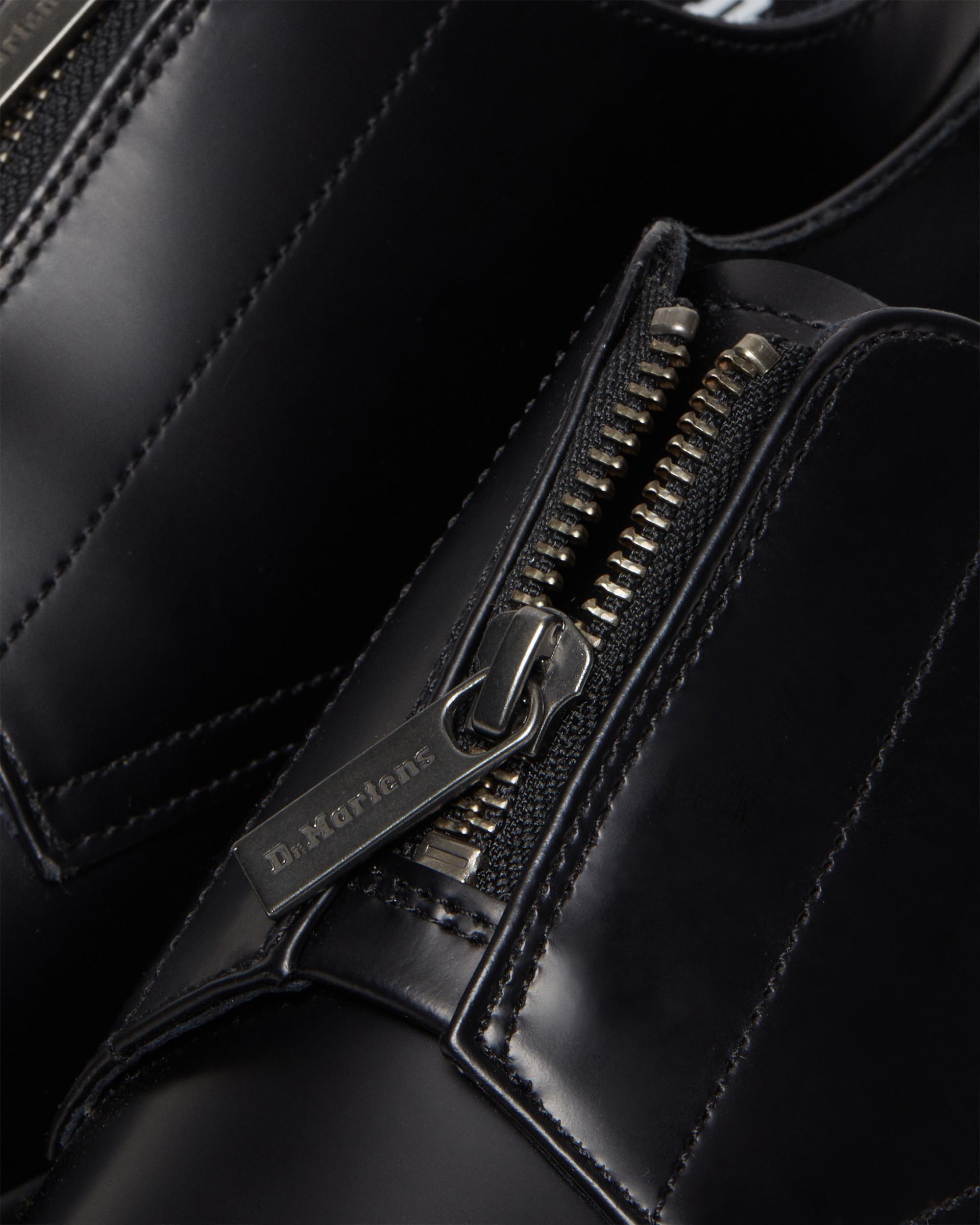 Cullen Polished Smooth Leather Zip Dress Shoes in BLACK | Dr. Martens™