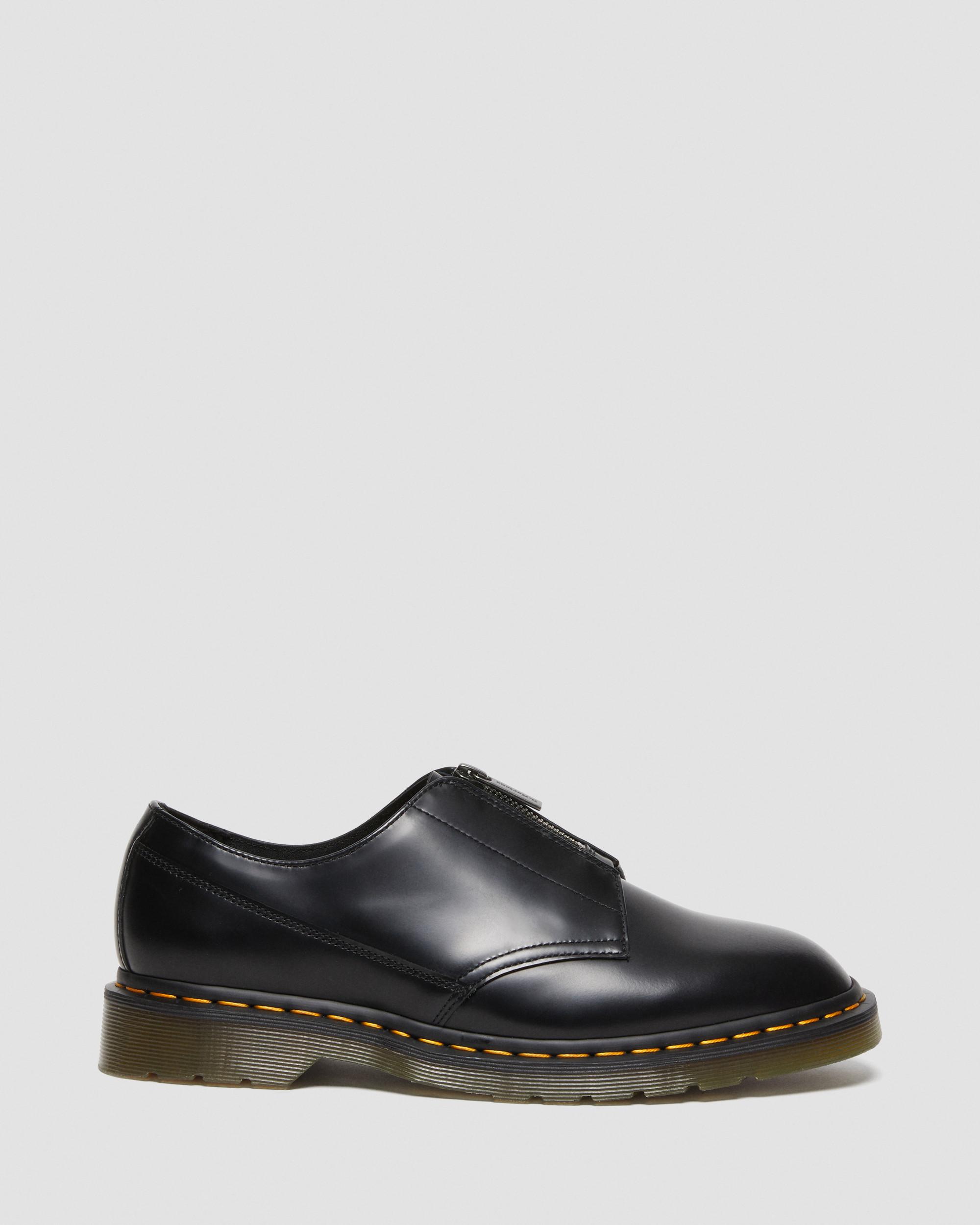 Cullen Polished Smooth Leather Zip Dress Shoes in BLACK | Dr. Martens™